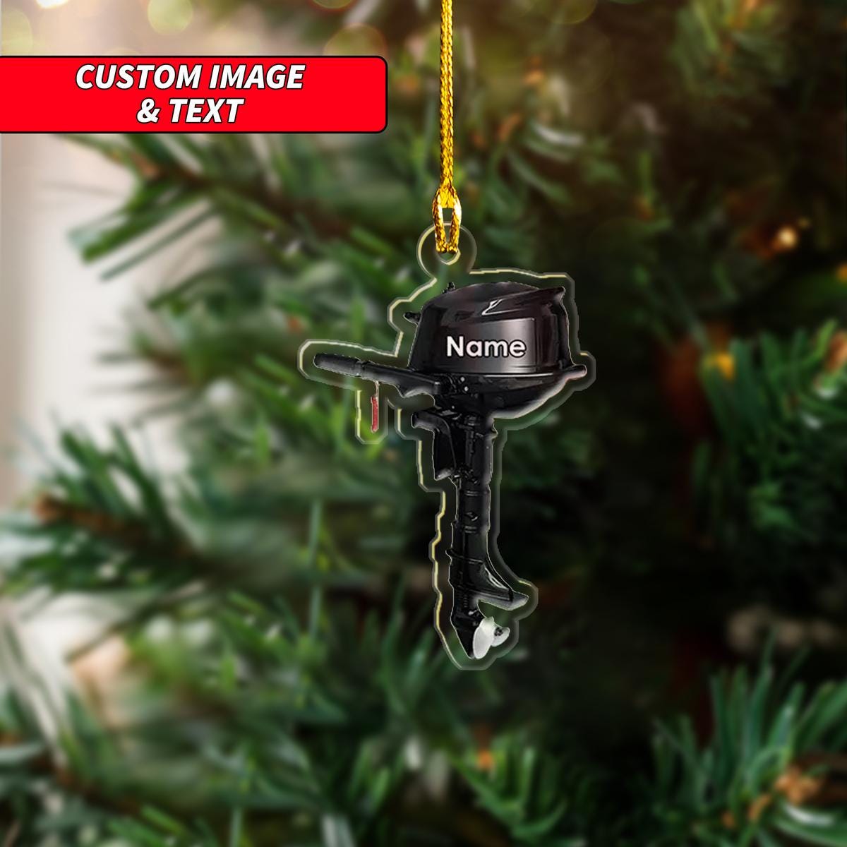 Personalized Outboard Motor Four-Stroke Engine Christmas Ornament, Outboard Motor Christmas Ornament, Custom Name Acrylic Ornament ORNO5