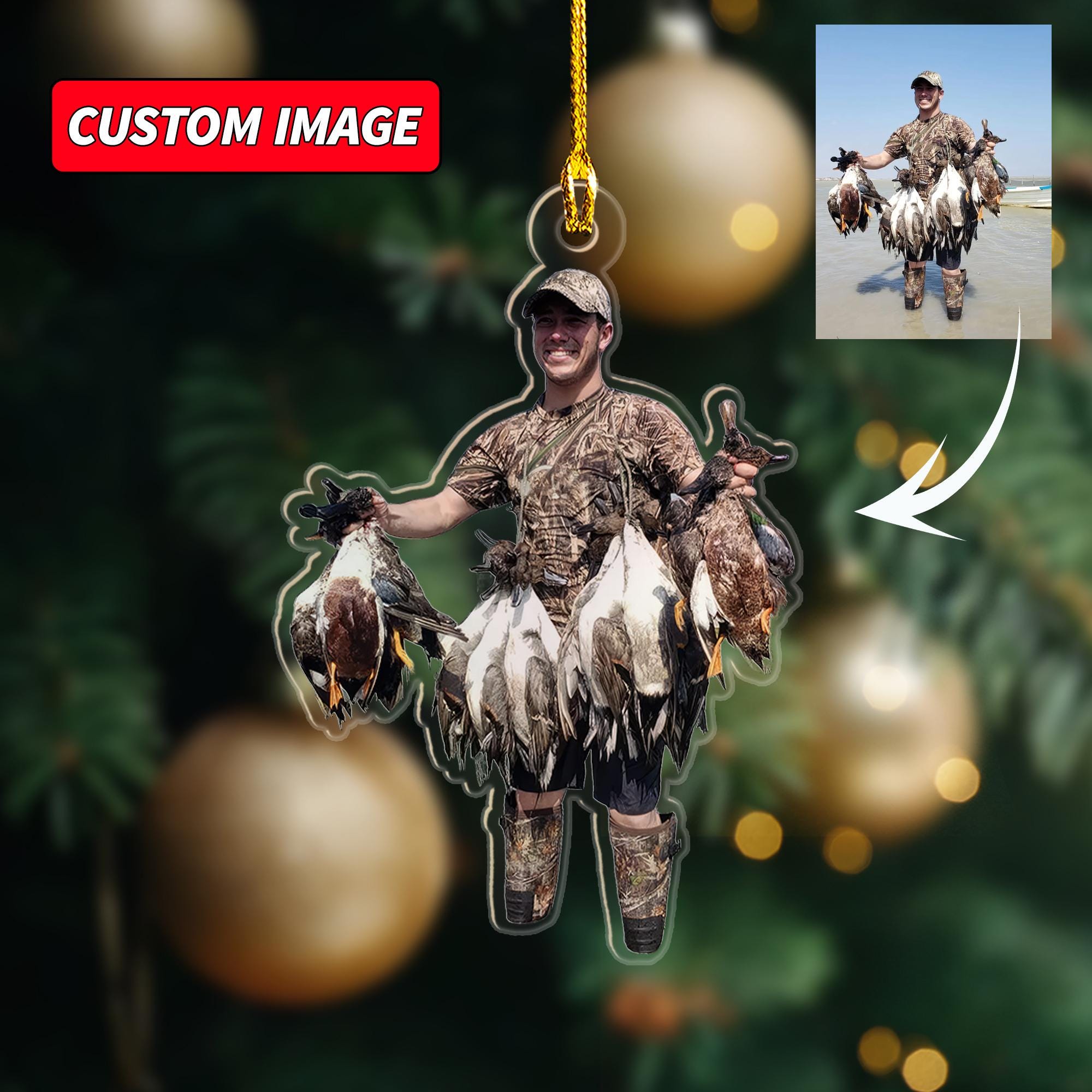 Personalized Photo Duck Hunting Christmas Ornament, Custom Image Gift For Hunter, Hunting Lover Keepsake, Christmas Ornament For Dad Men ORNO5