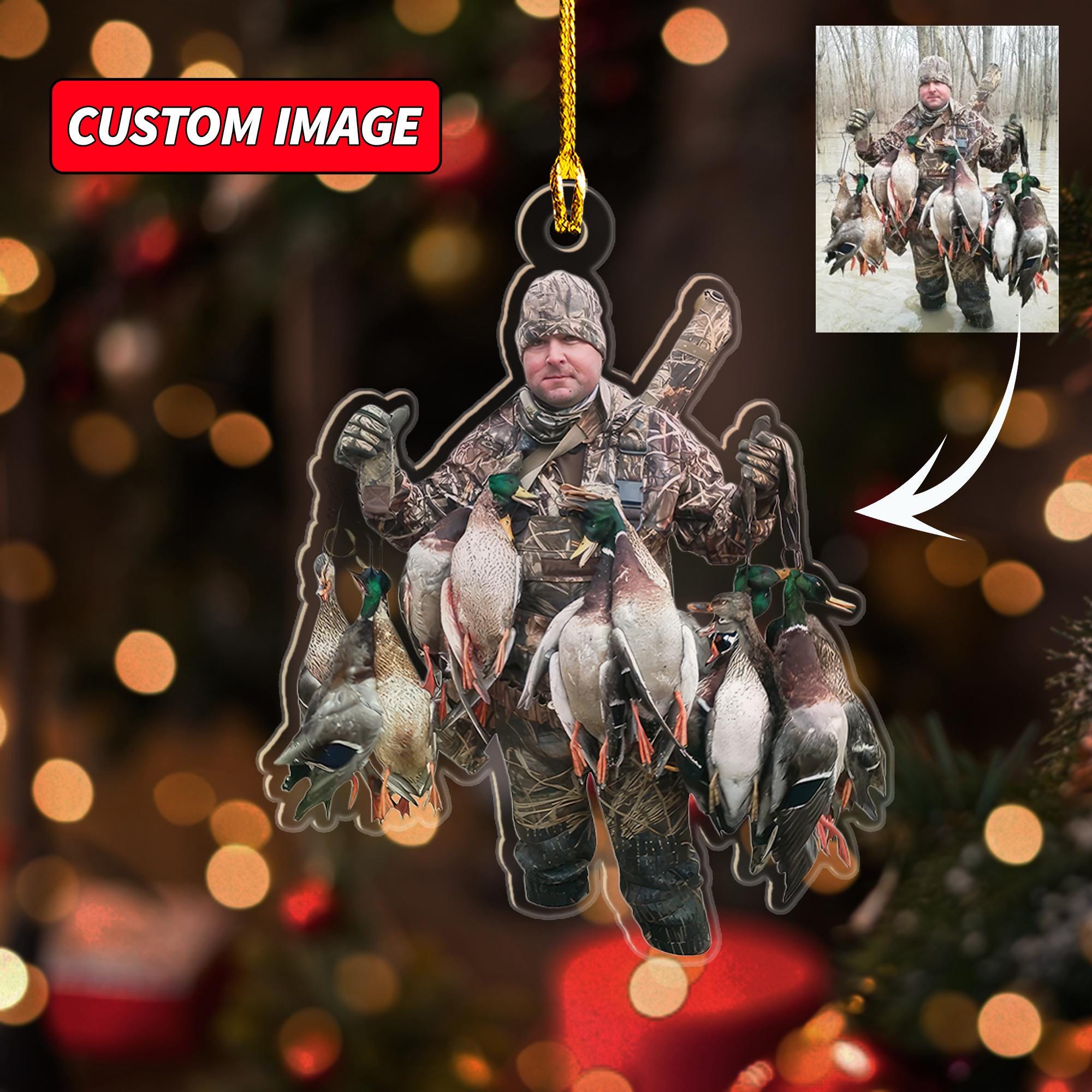 Personalized Photo Duck Hunting Christmas Ornament, Custom Image Gift For Hunting Lovers, Hunting Season Christmas Hunter Dad Men Keepsake ORNO5