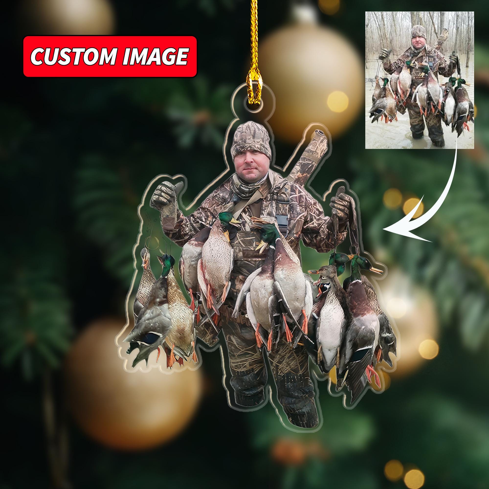 Personalized Photo Duck Hunting Christmas Ornament, Custom Image Gift For Hunting Lovers, Hunting Season Christmas Hunter Dad Men Keepsake ORNO5