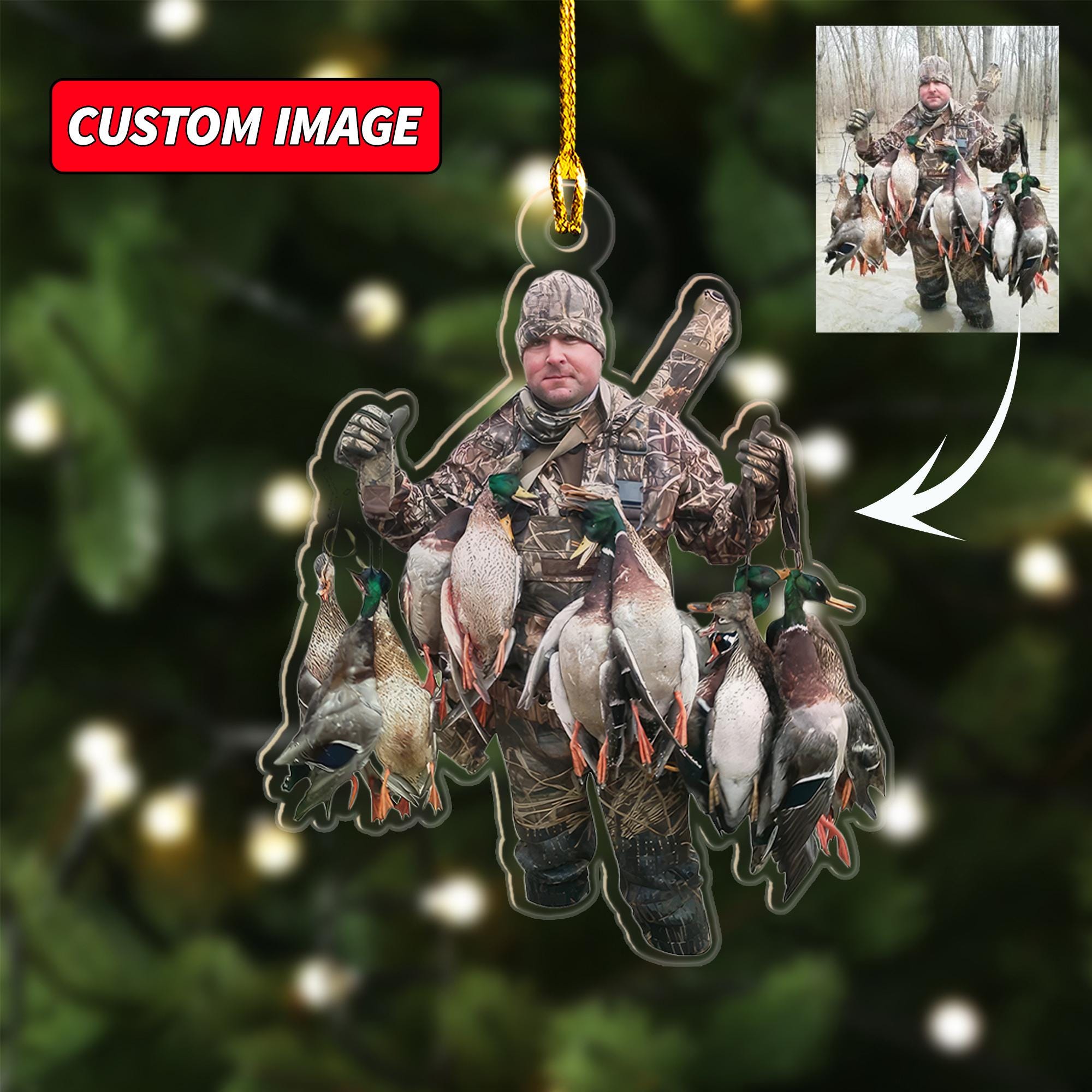 Personalized Photo Duck Hunting Christmas Ornament, Custom Image Gift For Hunting Lovers, Hunting Season Christmas Hunter Dad Men Keepsake ORNO5