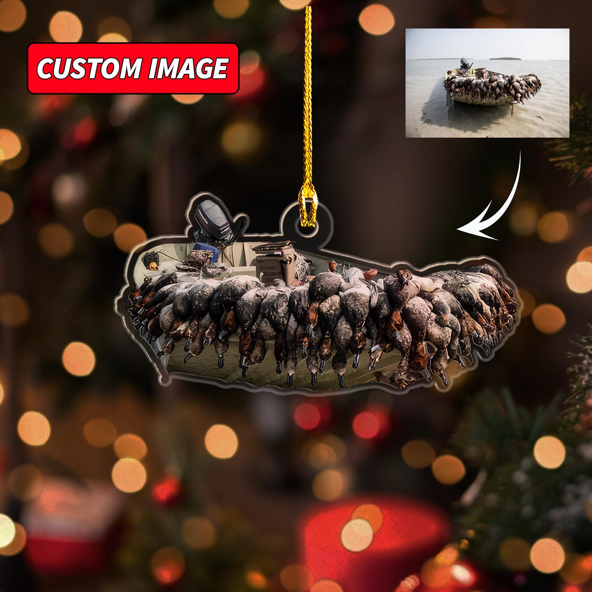 Personalized Photo Duck Hunting Christmas Ornament, Custom Image Ornament For Hunter, Hunting Lover Keepsake, Christmas Ornament For Dad Men ORNO5