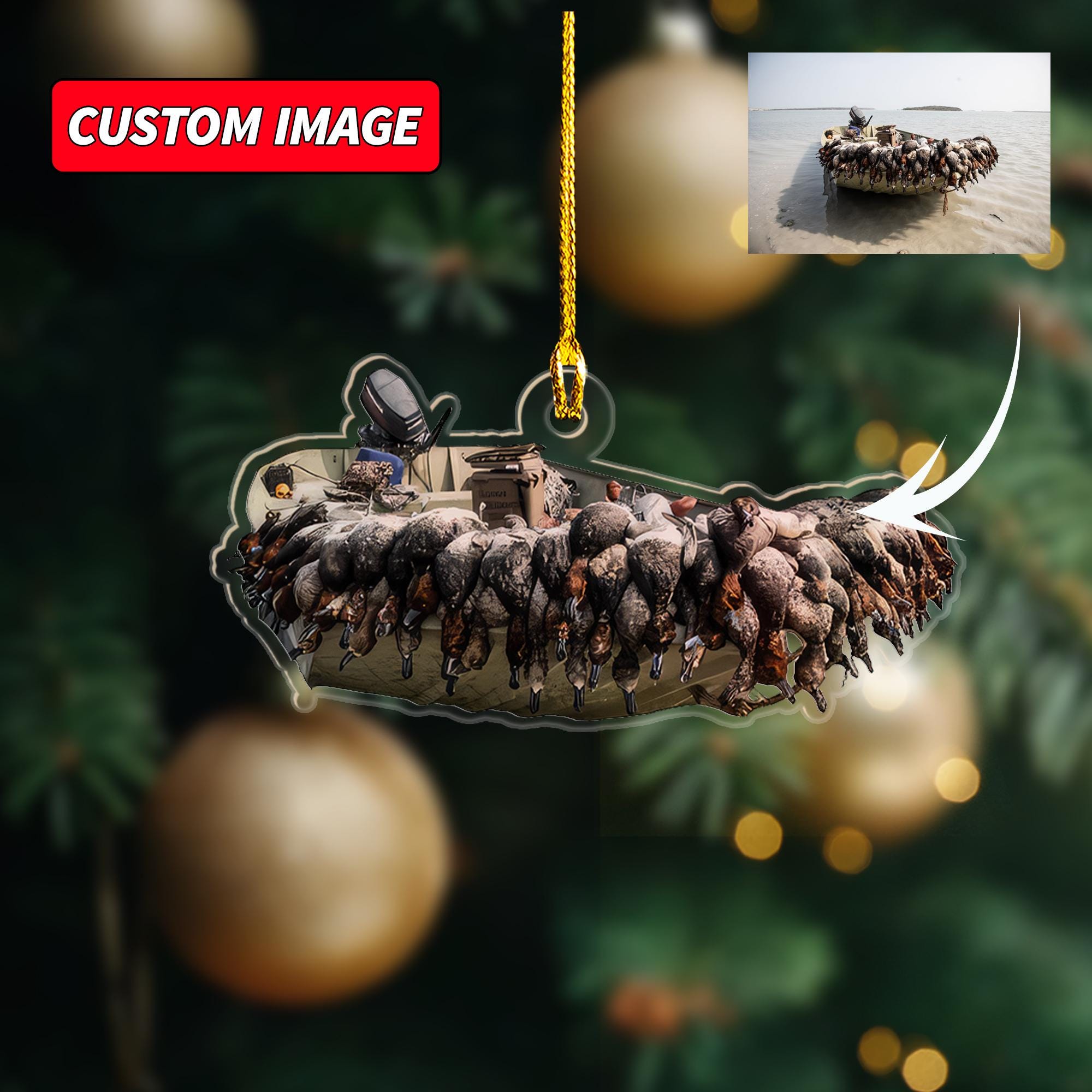 Personalized Photo Duck Hunting Christmas Ornament, Custom Image Ornament For Hunter, Hunting Lover Keepsake, Christmas Ornament For Dad Men ORNO5