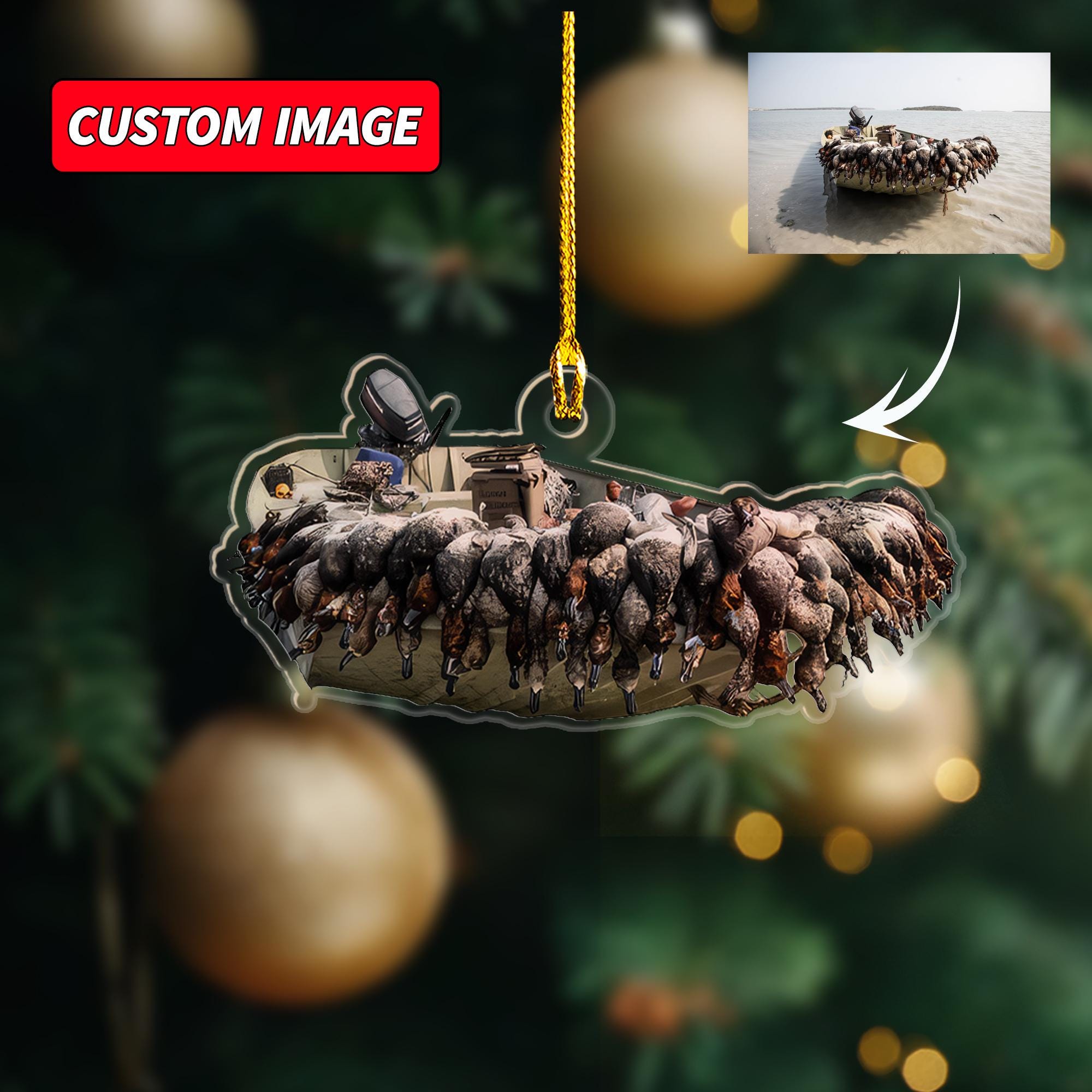 Personalized Photo Duck Hunting Christmas Ornament, Custom Image Ornament For Hunter, Hunting Lover Keepsake, Christmas Ornament For Dad Men ORNO5