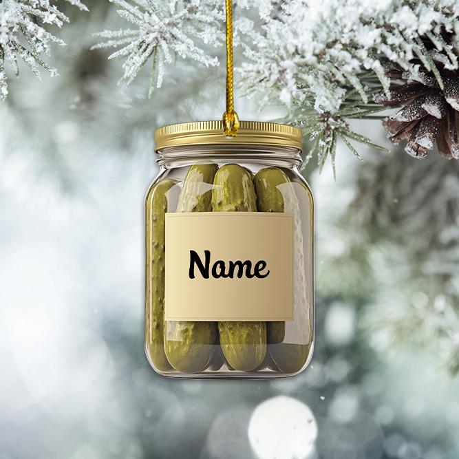 Personalized Pickle Jar Ornament, Pickle Jar Christmas Ornament, Pickle Lovers Ornament, Kitchen Holiday Ornament, Chef Gift HAOR0611