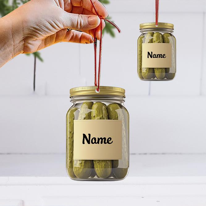 Personalized Pickle Jar Ornament, Pickle Jar Christmas Ornament, Pickle Lovers Ornament, Kitchen Holiday Ornament, Chef Gift HAOR0611