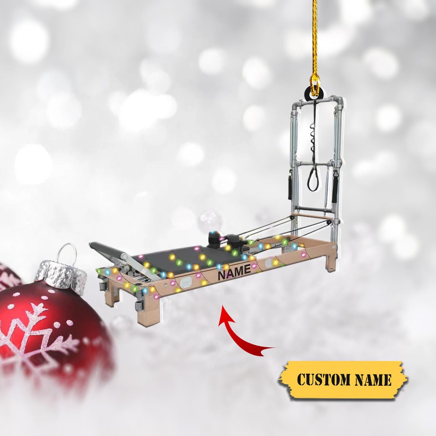 Personalized Pilates Machine Ornament, Unique Pilates Reformer Decoration, Fitness Enthusiast Christmas Decor, Gift for Pilates Instructor HAOR0711