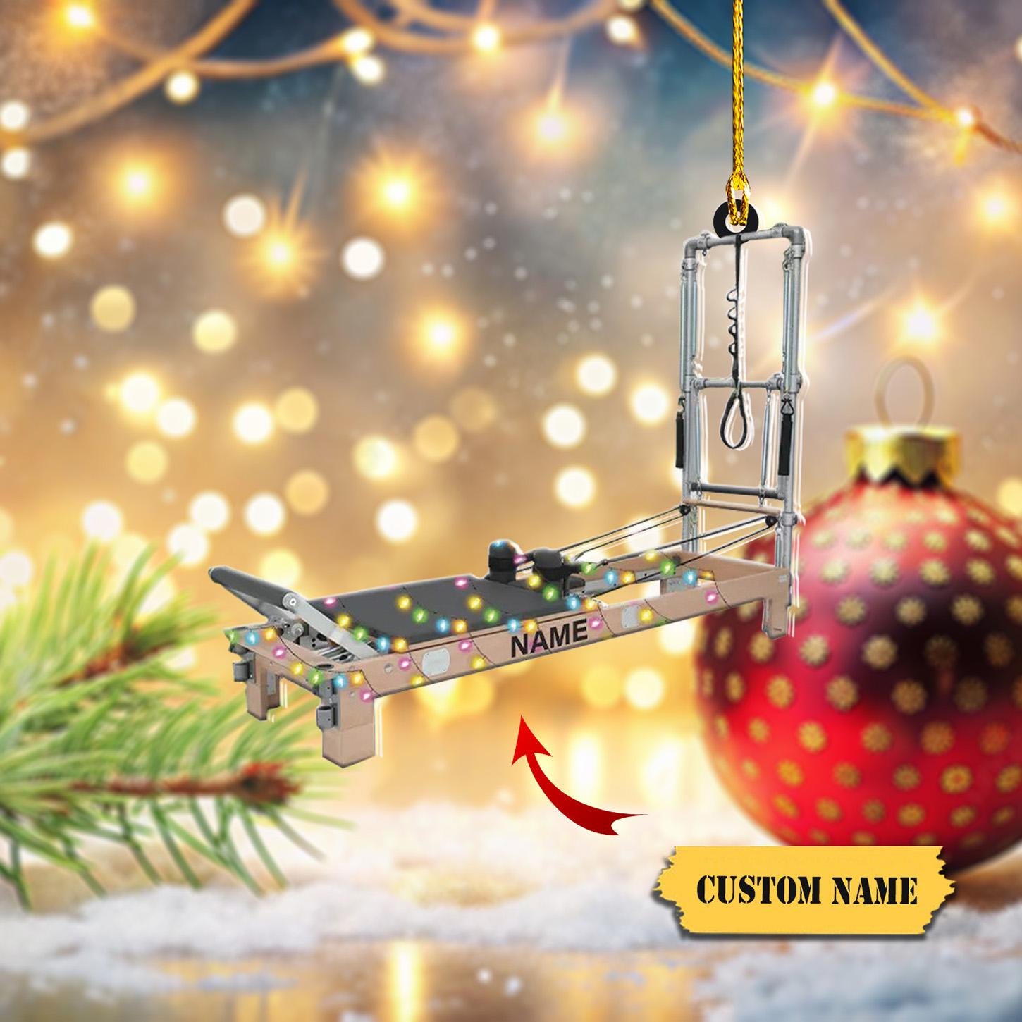 Personalized Pilates Machine Ornament, Unique Pilates Reformer Decoration, Fitness Enthusiast Christmas Decor, Gift for Pilates Instructor HAOR0711