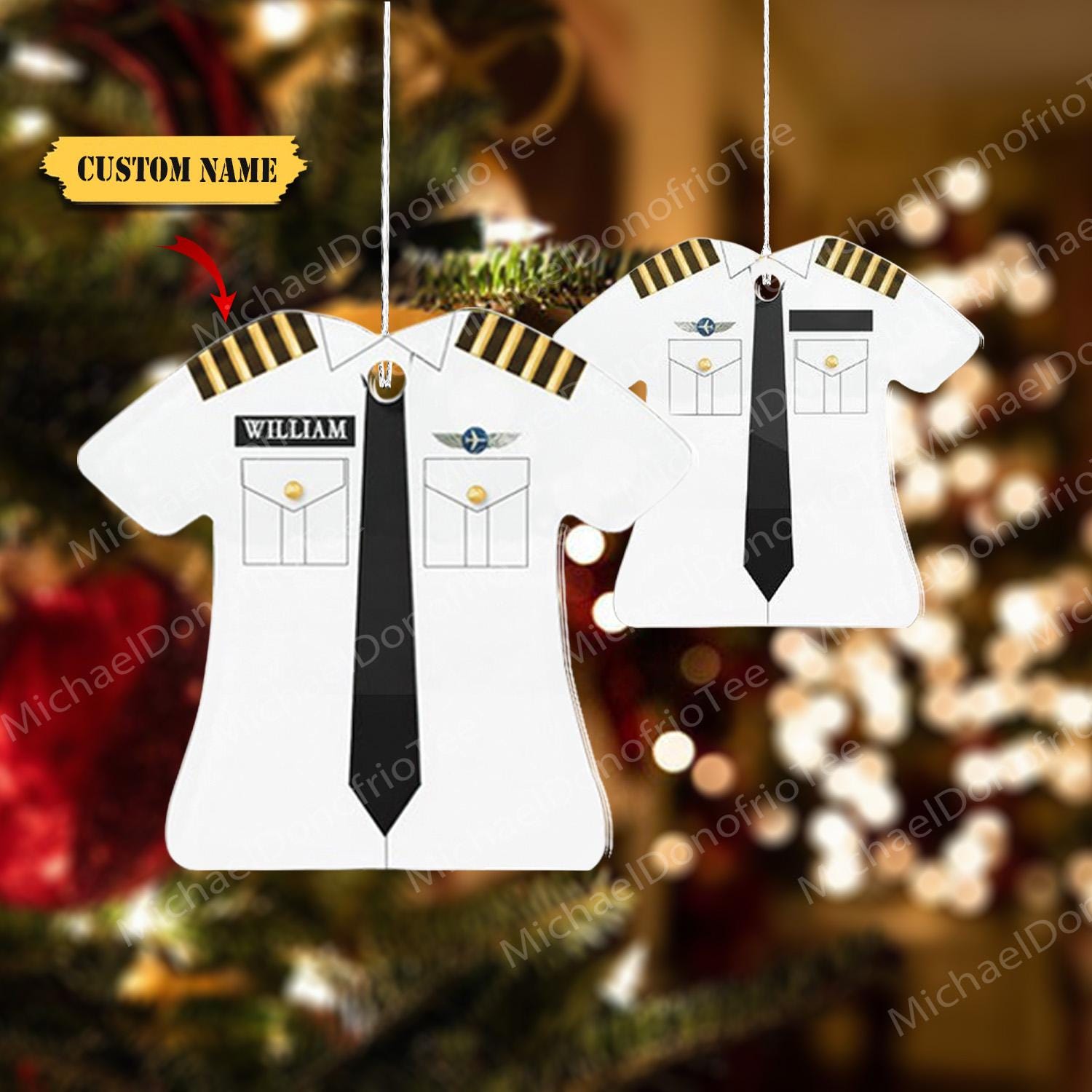 Personalized Pilot Jacket Custom Shaped Acrylic Ornament for Pilot FLAT 2D, Custom Name for Pilot Keychain Ornament, Gift For Dad HAOR0711