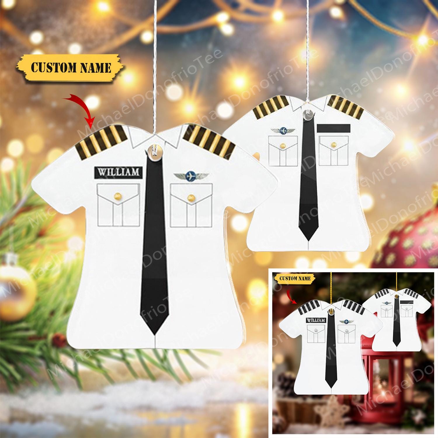 Personalized Pilot Jacket Custom Shaped Acrylic Ornament for Pilot FLAT 2D, Custom Name for Pilot Keychain Ornament, Gift For Dad HAOR0711