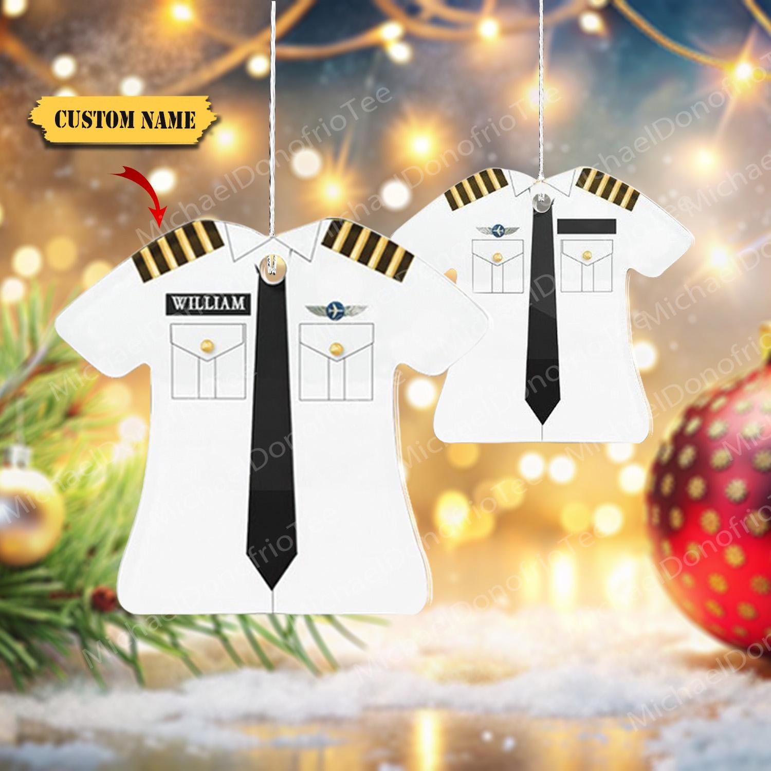 Personalized Pilot Jacket Custom Shaped Acrylic Ornament for Pilot FLAT 2D, Custom Name for Pilot Keychain Ornament, Gift For Dad HAOR0711