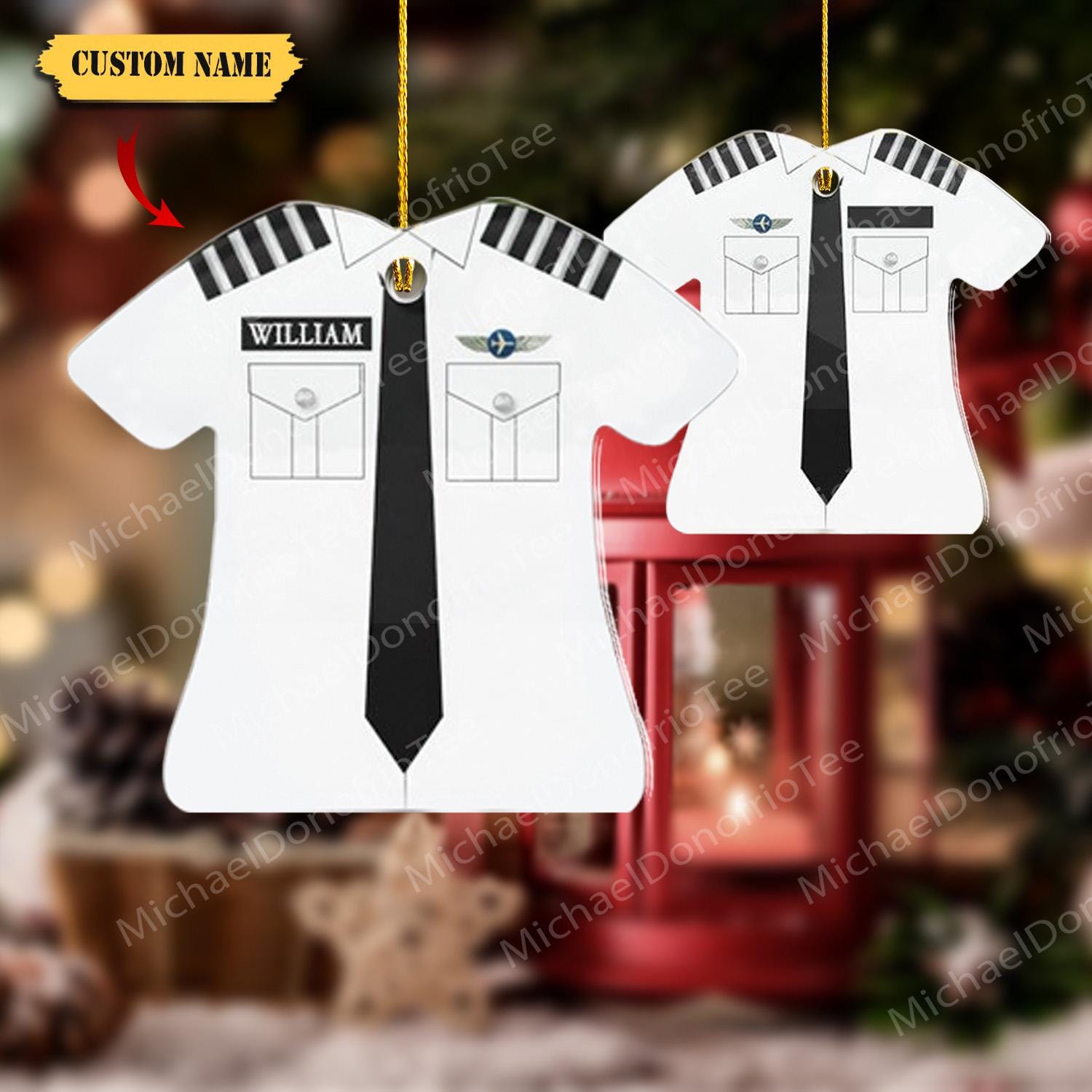 Personalized Pilot Jacket Custom Shaped Acrylic Ornament for Pilot FLAT 2D, Custom Name for Pilot Keychain Ornament, Gift For Dad HAOR0711