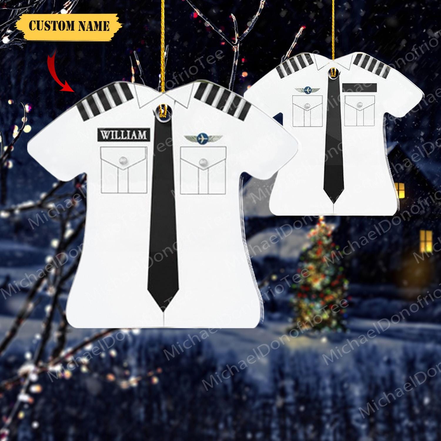 Personalized Pilot Jacket Custom Shaped Acrylic Ornament for Pilot FLAT 2D, Custom Name for Pilot Keychain Ornament, Gift For Dad HAOR0711