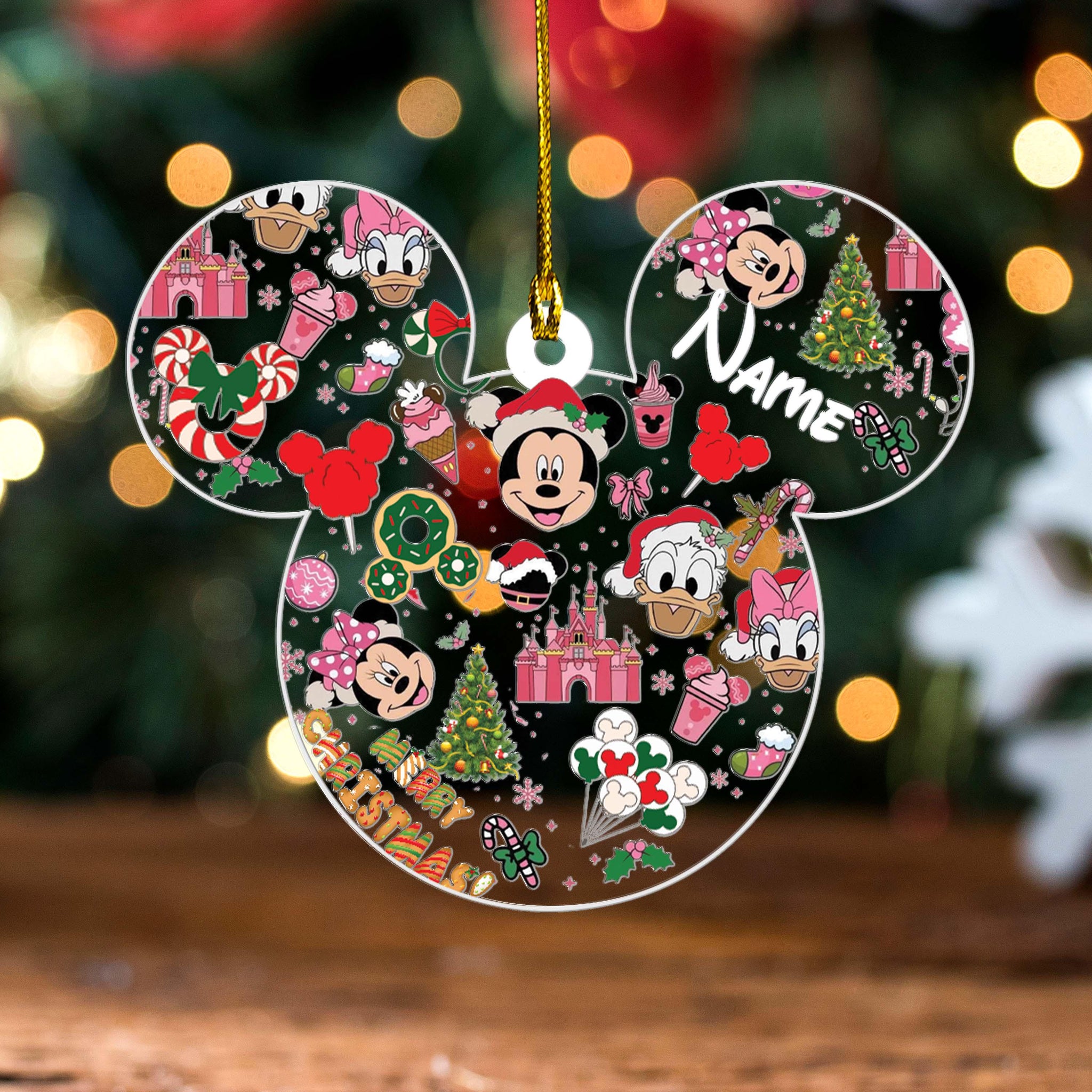 Personalized Pink Disney Christmas Ornament, Mickey Christmas Ornament, Disneyland Family Ornament, Family Vacation Ornament,Disneyland Gift HOCT21