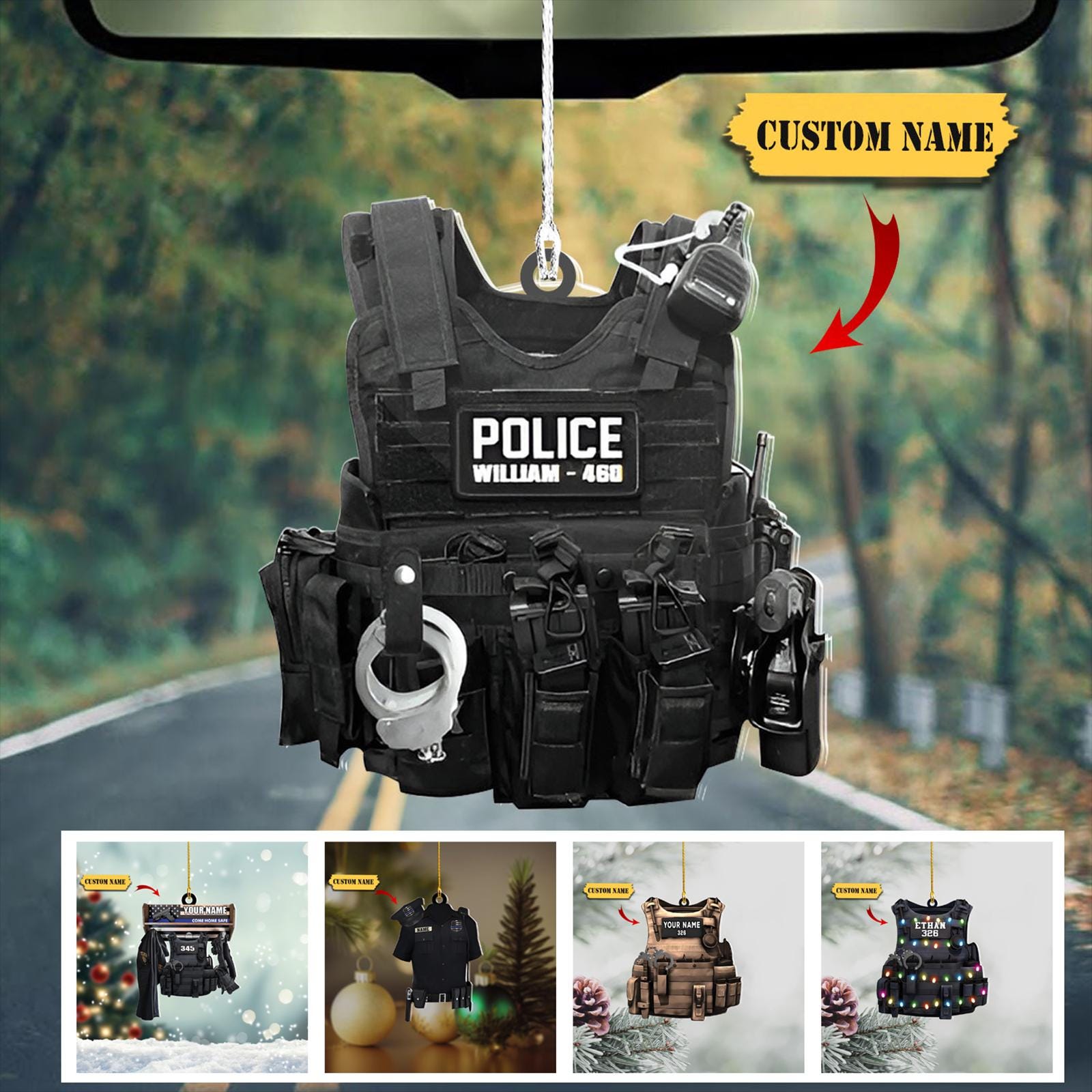Personalized Police Armor Custom Name Number Custom Shaped Ornament 2D - Police Christmas Day - Gift For BoyFriend - Xmas 2024 HAOR0711