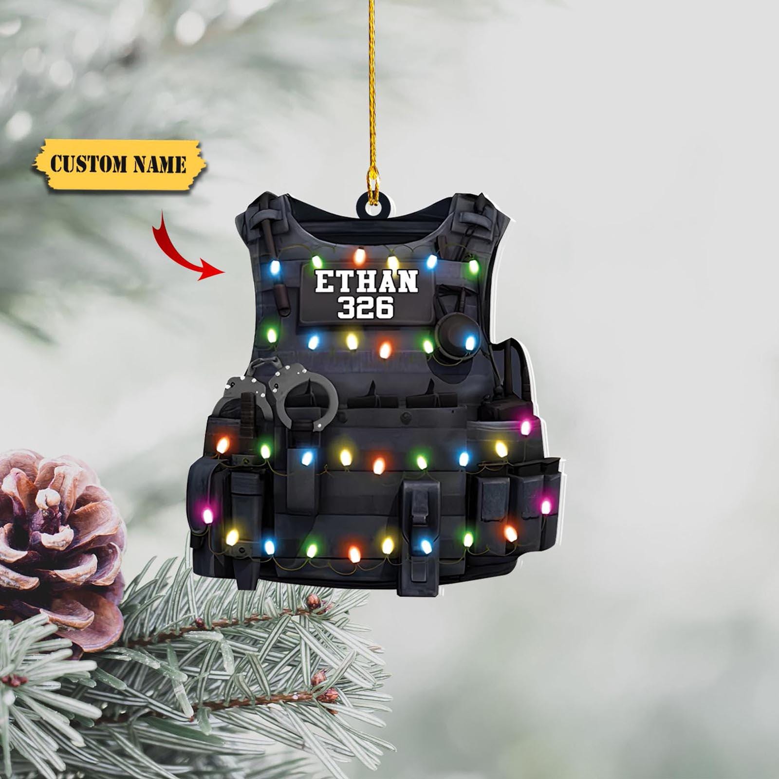 Personalized Police Armor Custom Name Number Custom Shaped Ornament 2D - Police Christmas Day - Gift For BoyFriend - Xmas 2024 HAOR0711