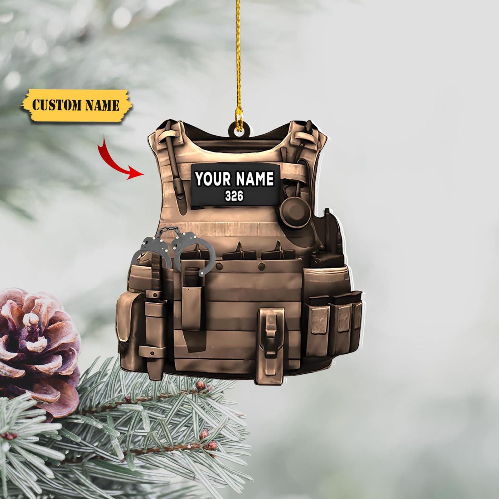 Personalized Police Armor Custom Name Number Custom Shaped Ornament 2D - Police Christmas Day - Gift For BoyFriend - Xmas 2024 HAOR0711