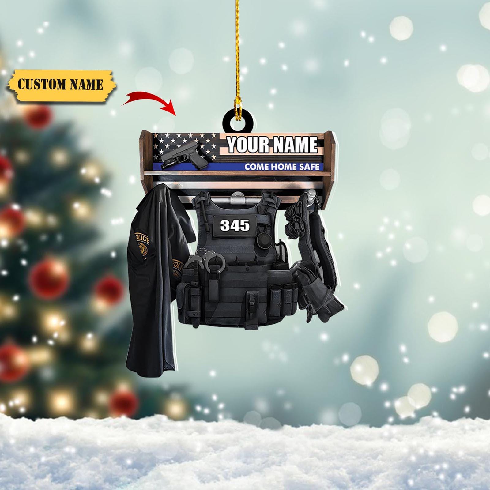 Personalized Police Armor Custom Name Number Custom Shaped Ornament 2D - Police Christmas Day - Gift For BoyFriend - Xmas 2024 HAOR0711