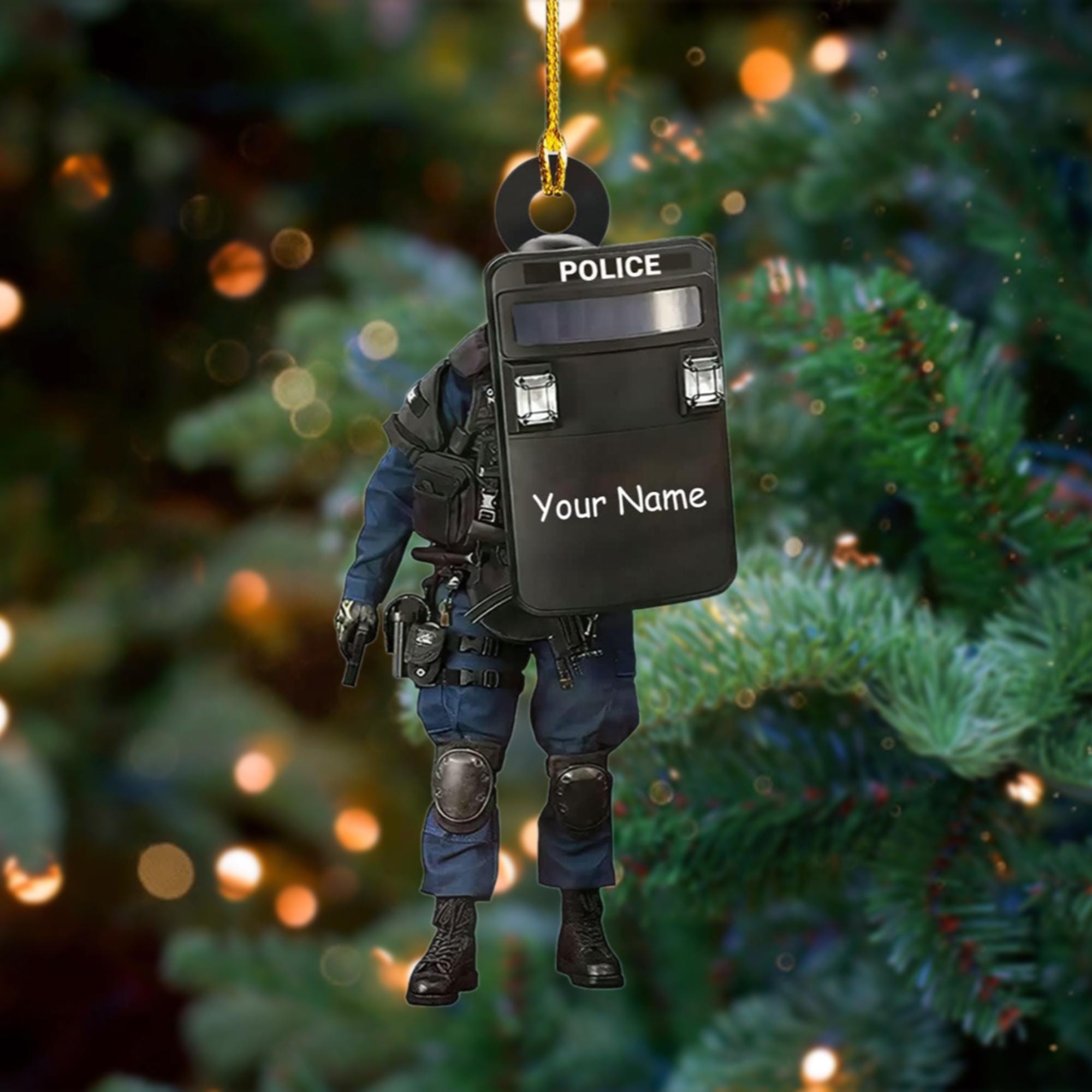 Personalized Police Christmas 2D Print Acrylic Ornament, Custom Police Name Christmas Ornament, Gift For Police, Gift For Son Grandson ORNO5