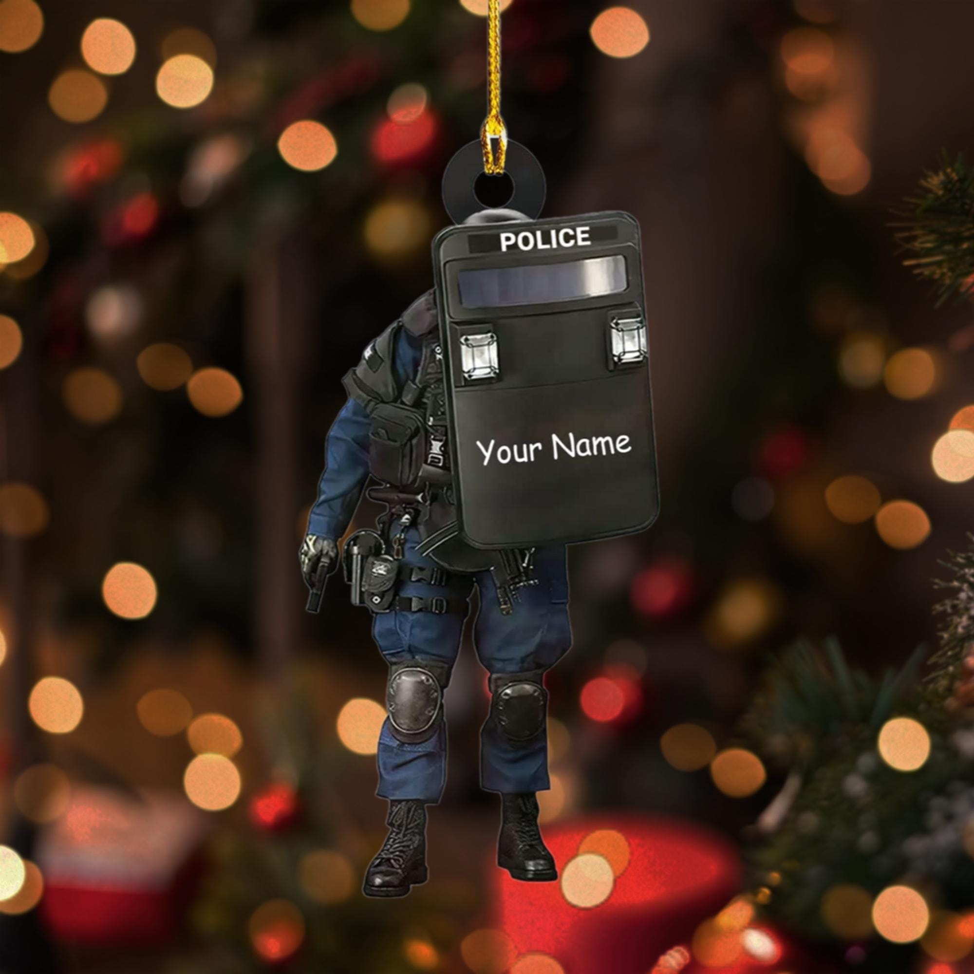 Personalized Police Christmas 2D Print Acrylic Ornament, Custom Police Name Christmas Ornament, Gift For Police, Gift For Son Grandson ORNO5