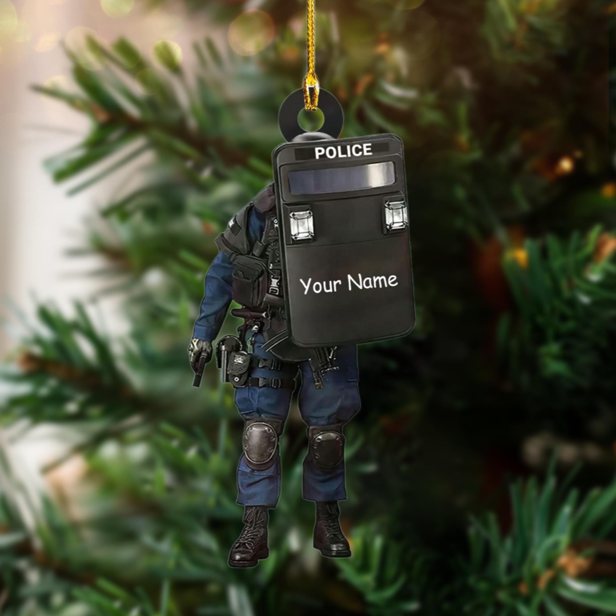 Personalized Police Christmas 2D Print Acrylic Ornament, Custom Police Name Christmas Ornament, Gift For Police, Gift For Son Grandson ORNO5