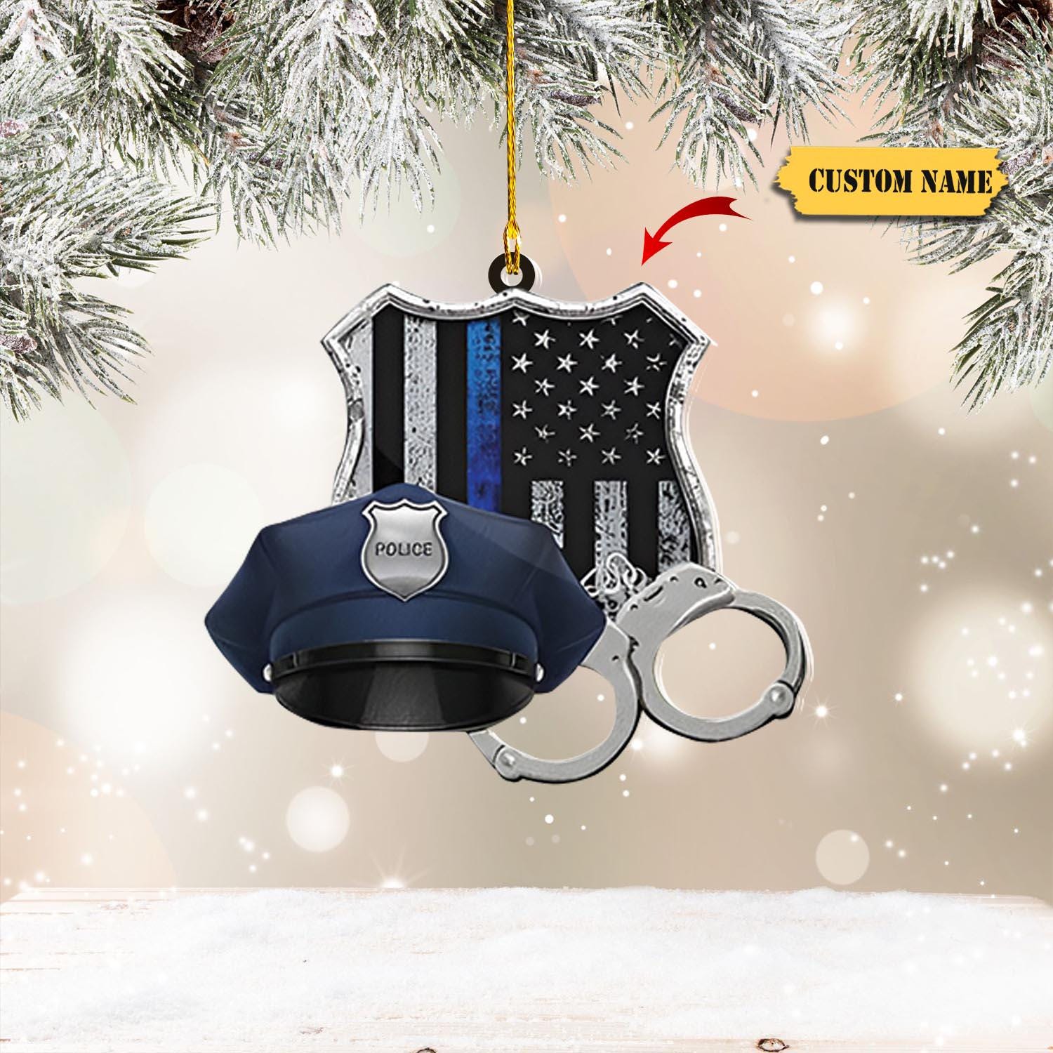 Personalized Police Combo Shaped Ornament Christmas, Blue Line Ornament, Christmas Gifts for Police Officer, First Responder Ornament HAOR0711