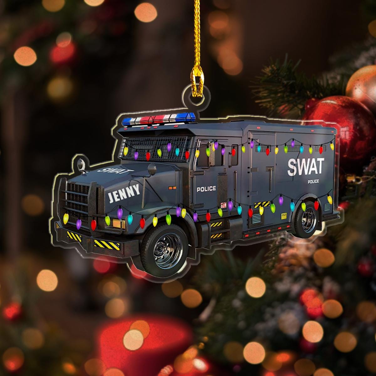 Personalized Police Vehicle 2D Flat Ornament, Custom Name Police Car Christmas Ornament, Christmas Ornament, Flat 2D Police Vehicle Ornament ORNO5
