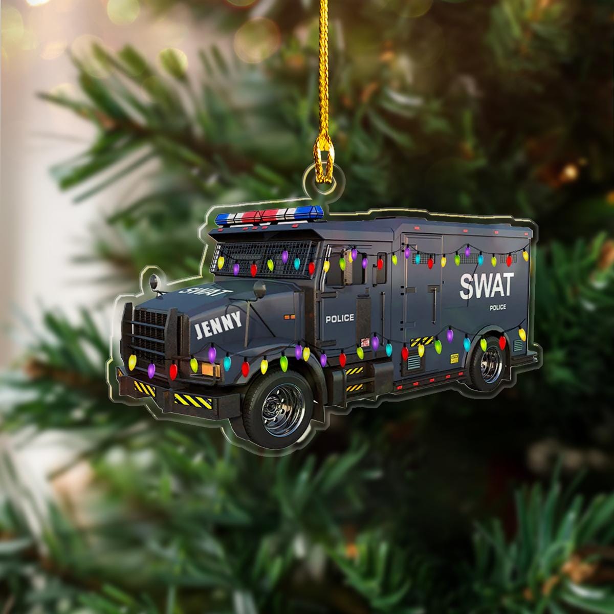 Personalized Police Vehicle 2D Flat Ornament, Custom Name Police Car Christmas Ornament, Christmas Ornament, Flat 2D Police Vehicle Ornament ORNO5