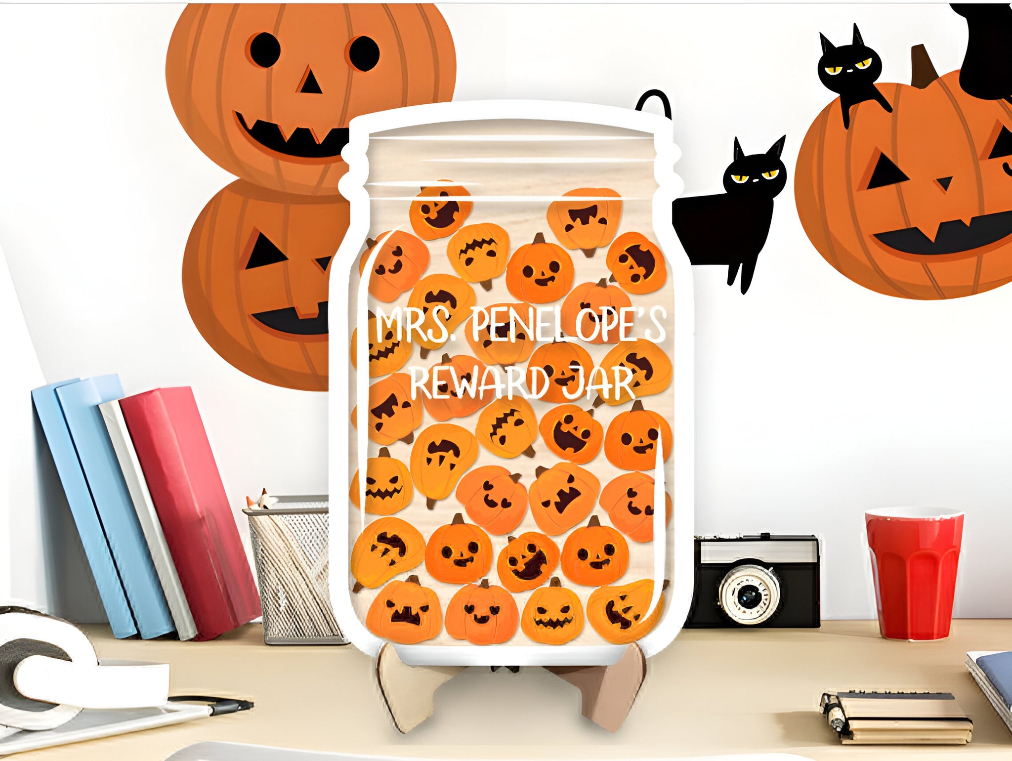 Personalized Pumpkin Halloween Reward Jar REJAR