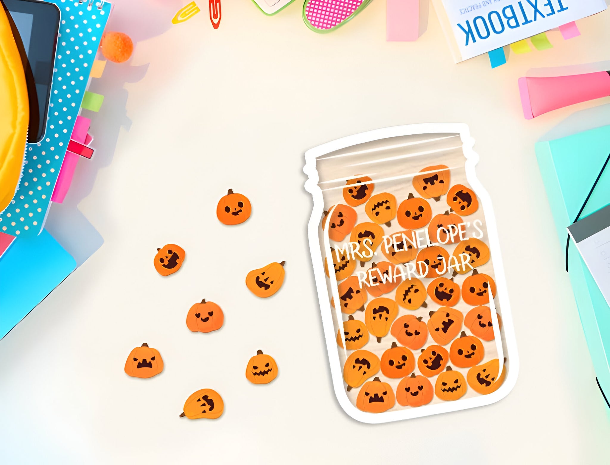 Personalized Pumpkin Halloween Reward Jar REJAR