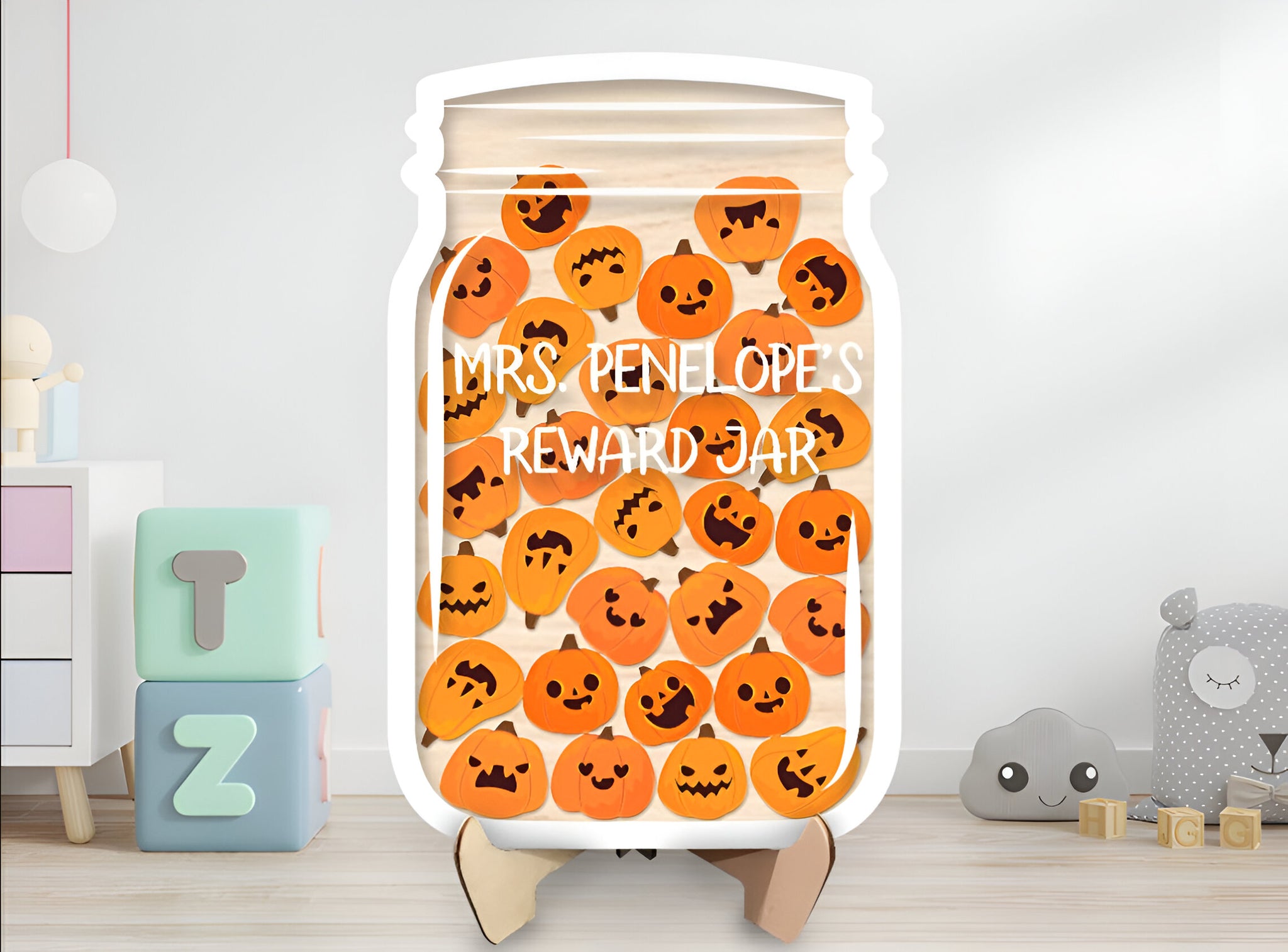 Personalized Pumpkin Halloween Reward Jar REJAR