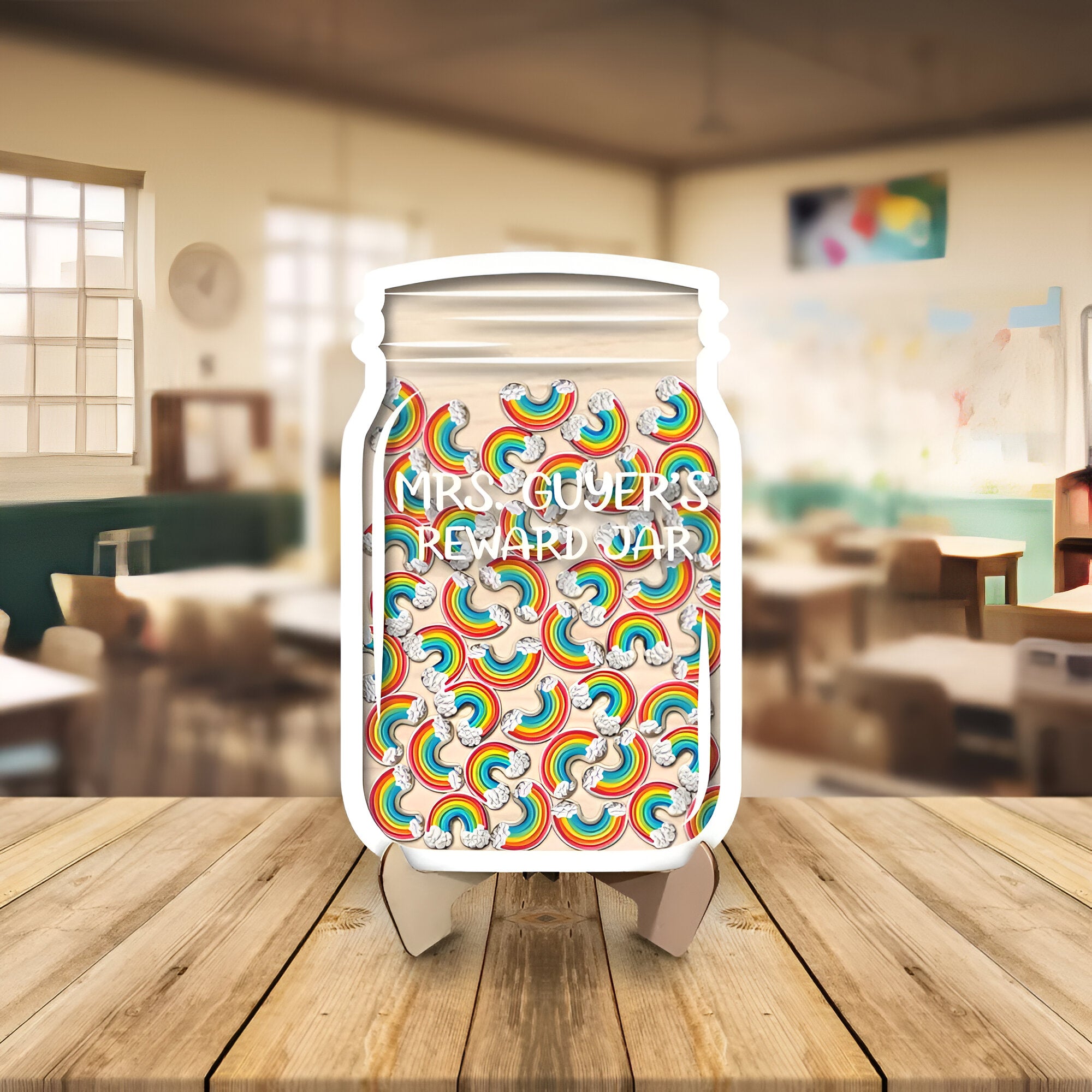 Personalized Rainbow Magnetic Reward Jar, Bulletin Board Chart Gift Potty Training Classroom rejar rejar1