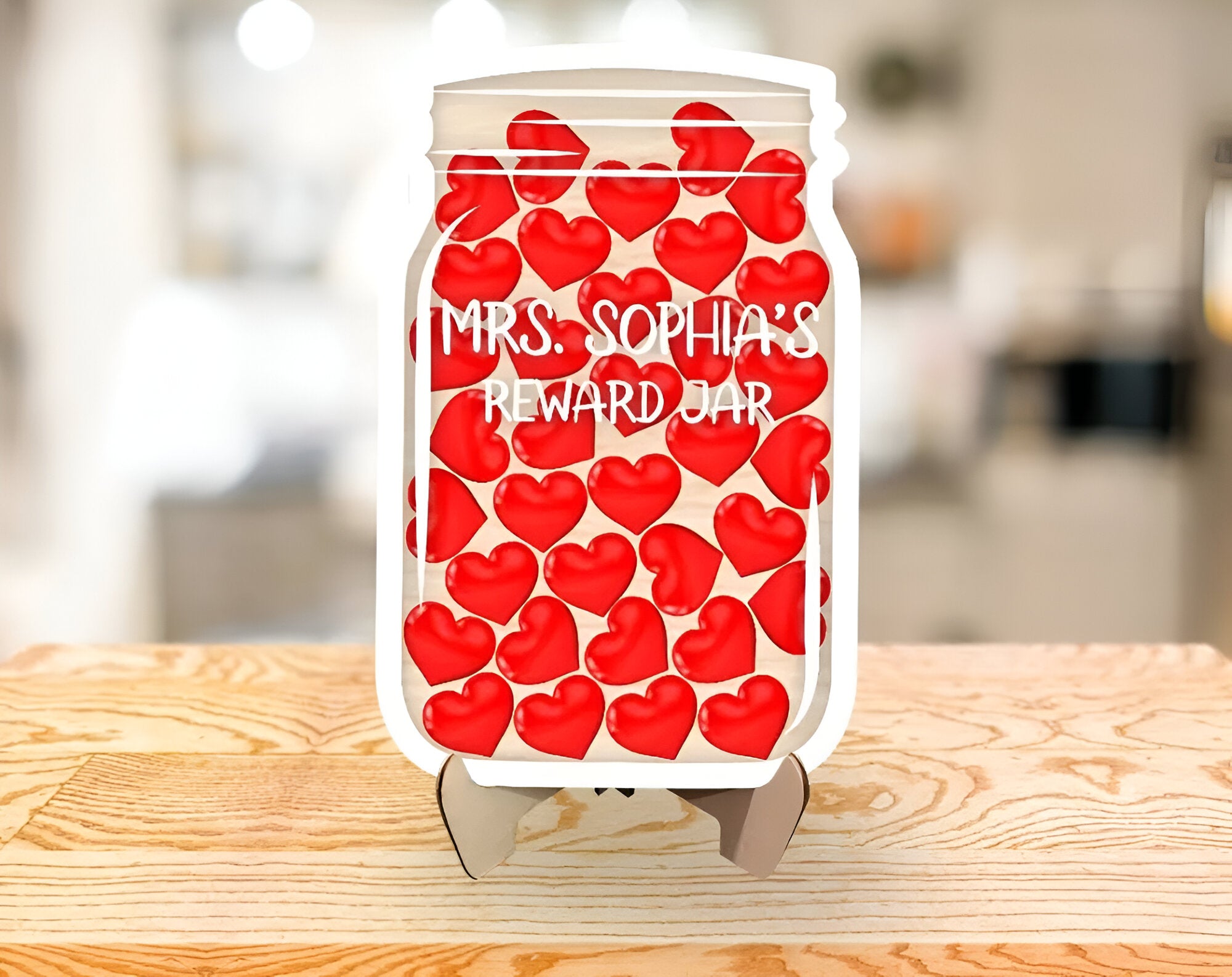 Personalized Reward Jar For Classroom With Heart Acrylic Charms, Teacher Jar Gift For Teacher, Custom Teacher Sign, Teacher Reward Gift rejar rejar1