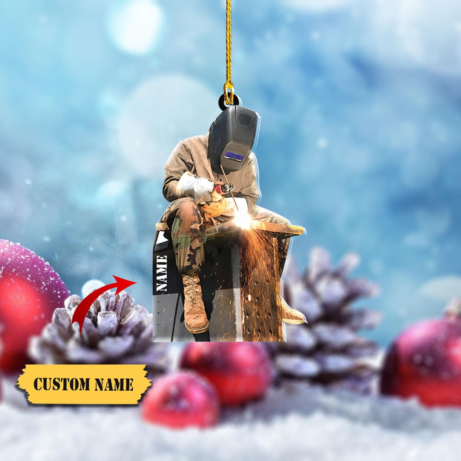 Personalized Rustic Welder Ornament 2D - Custom Welding Christmas Decor - Unique Holiday Gift for Metalworkers HAOR0711