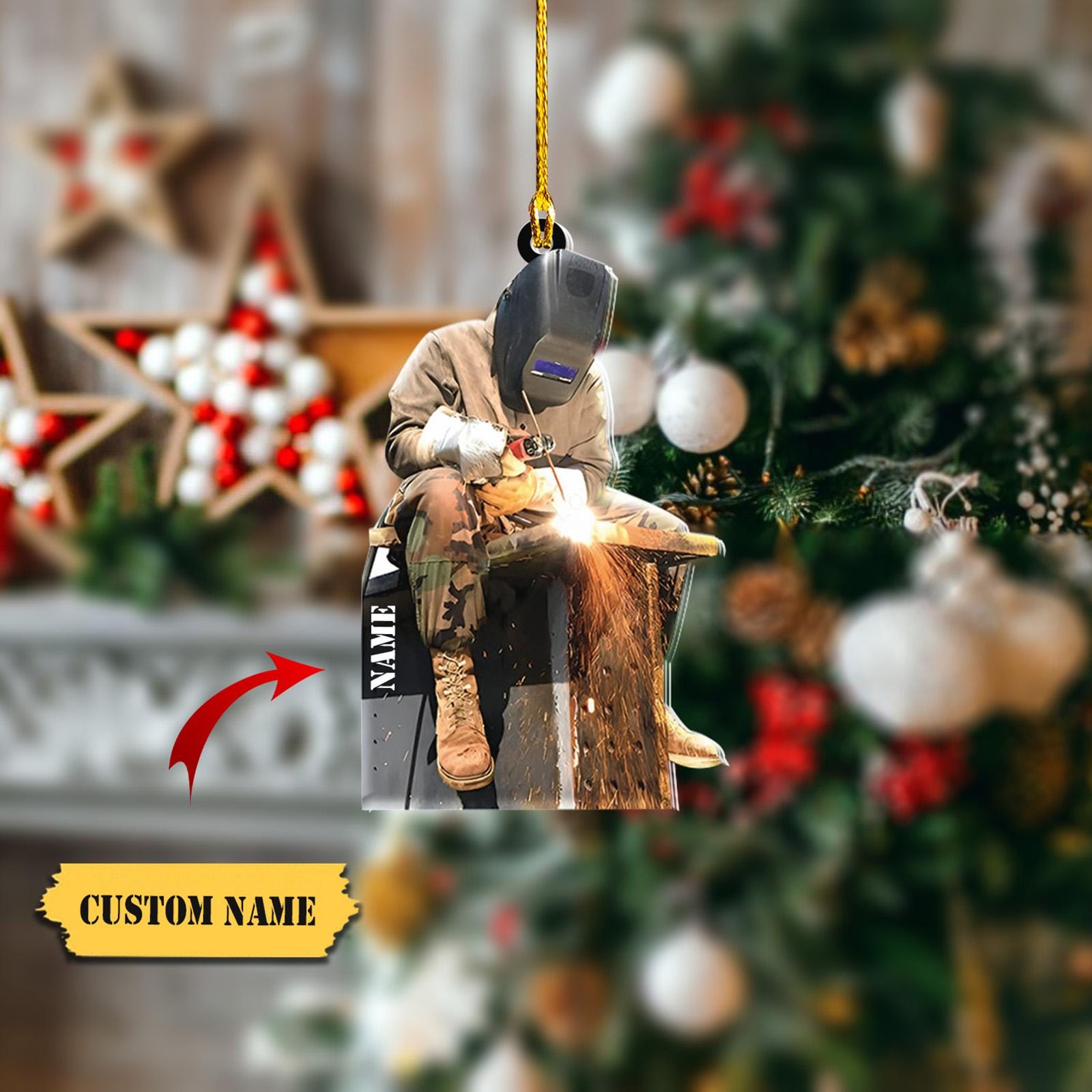 Personalized Rustic Welder Ornament 2D - Custom Welding Christmas Decor - Unique Holiday Gift for Metalworkers HAOR0711