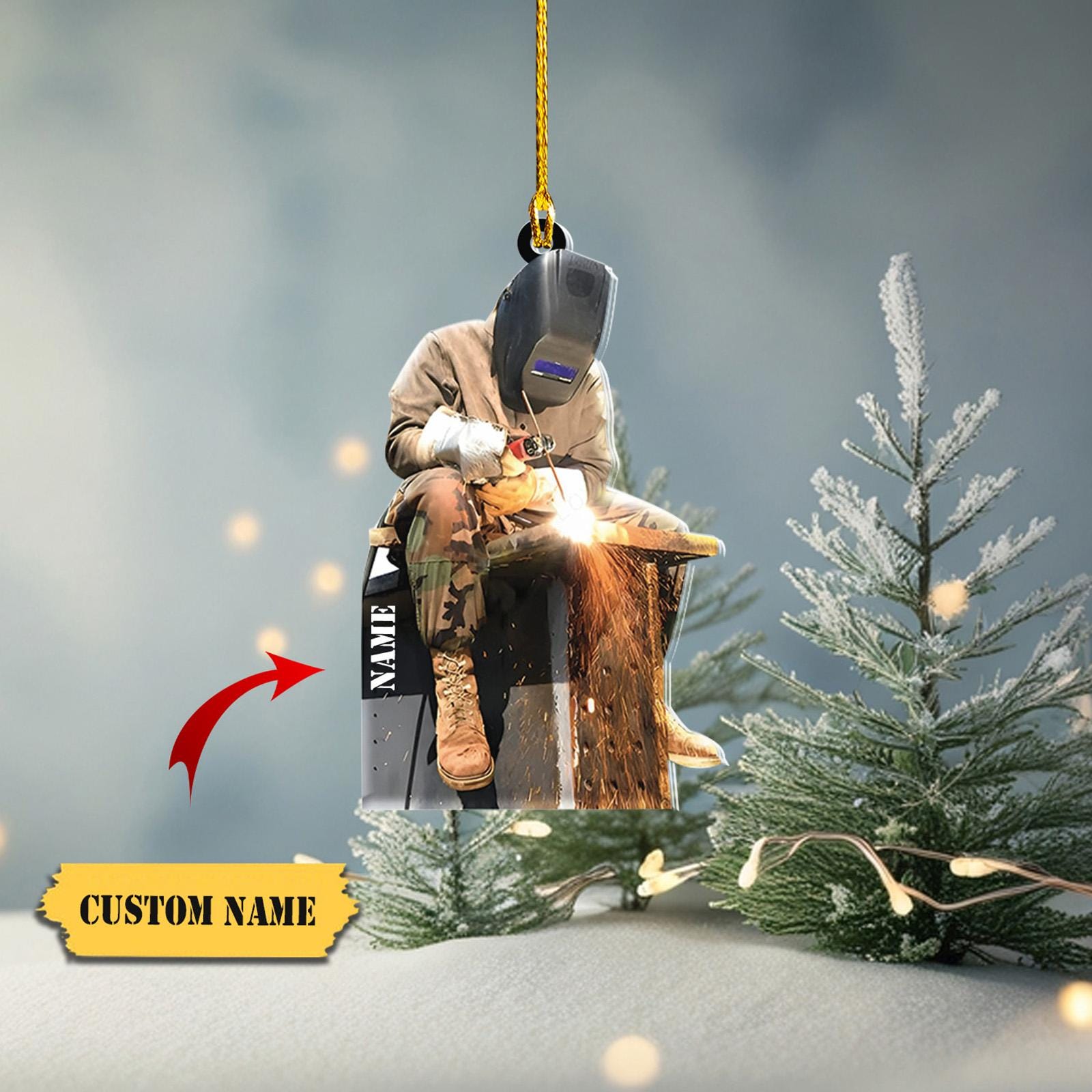Personalized Rustic Welder Ornament 2D - Custom Welding Christmas Decor - Unique Holiday Gift for Metalworkers HAOR0711