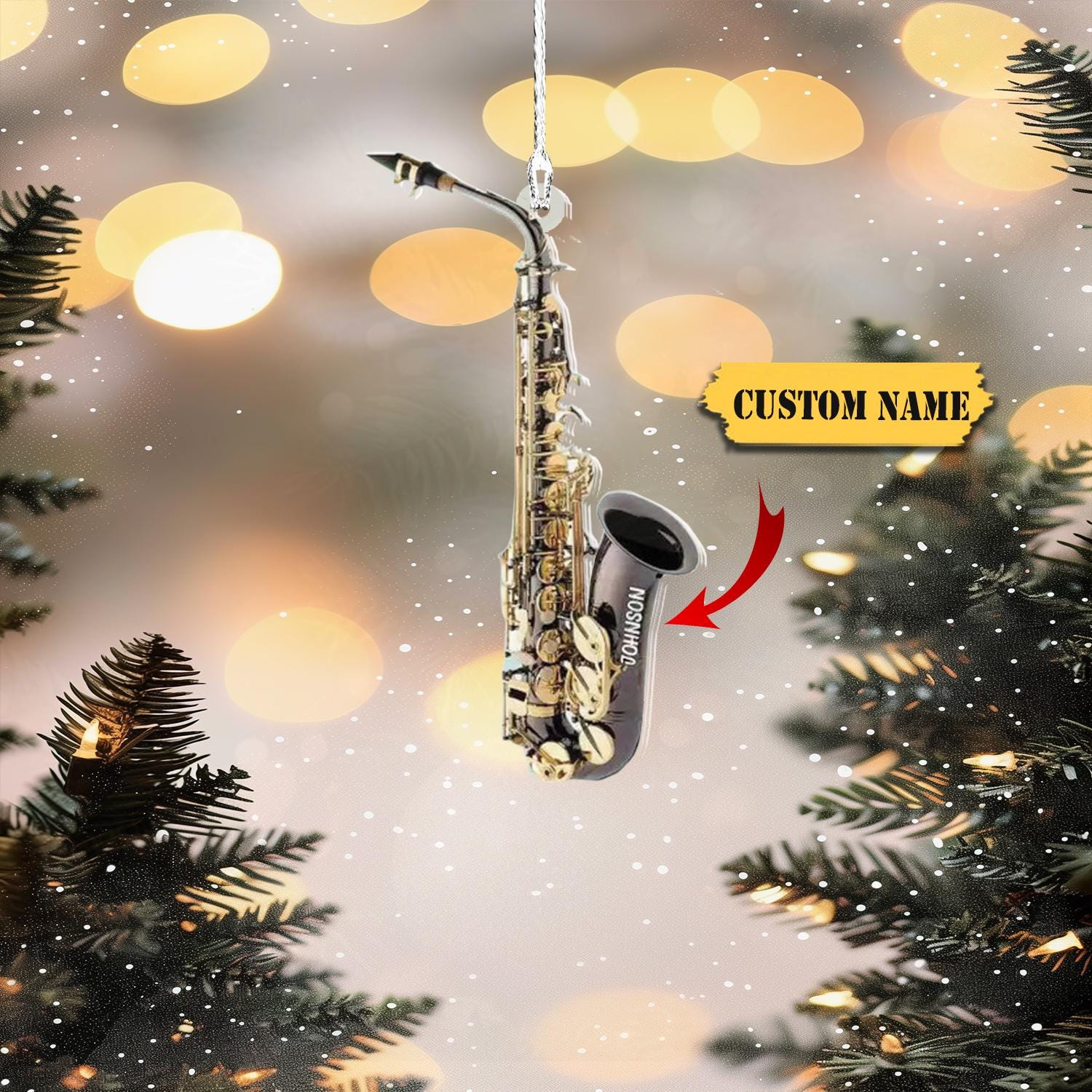 Personalized Saxophone Ornament Acrylic 2D, Saxophone Christmas Ornament , Saxophone Player, Saxophone Gifts, Music Ornament, Xmas 2024 HAOR0711
