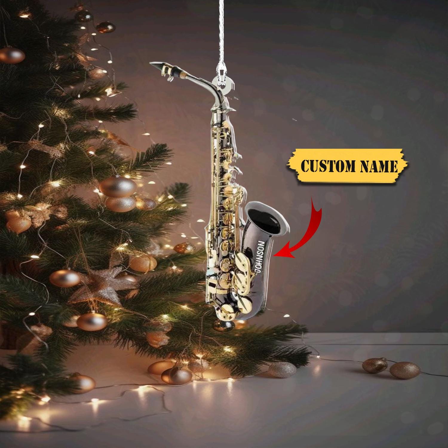 Personalized Saxophone Ornament Acrylic 2D, Saxophone Christmas Ornament , Saxophone Player, Saxophone Gifts, Music Ornament, Xmas 2024 HAOR0711