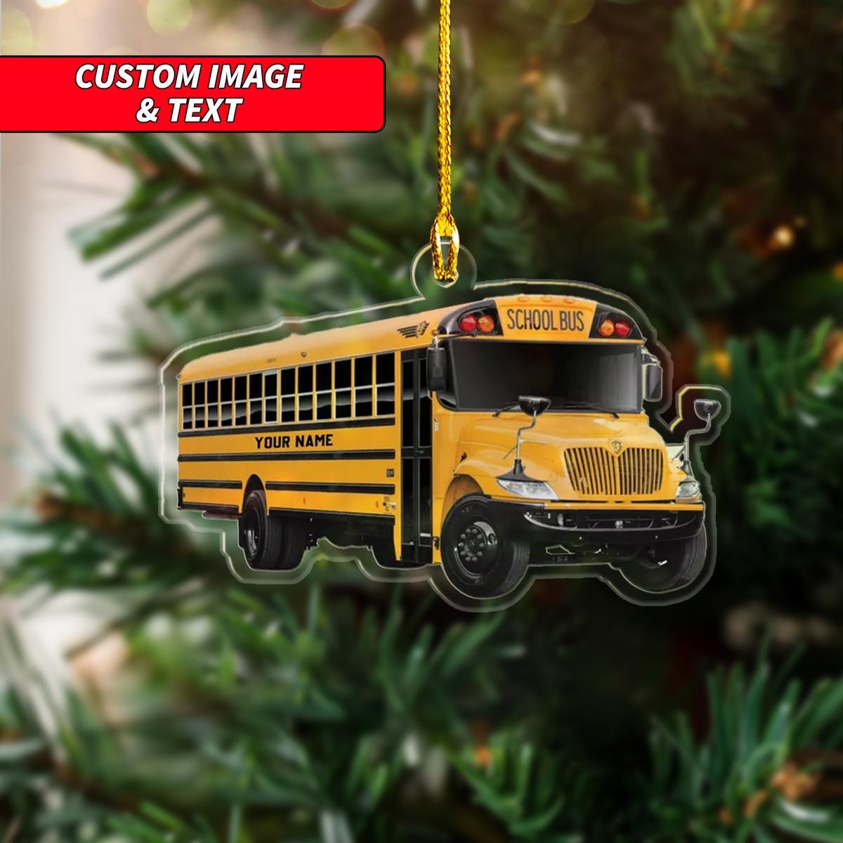 Personalized School Bus Christmas Ornament, School Bus Christmas Ornament, Custom Name Acrylic Ornament, Christmas Ornament ORNO5