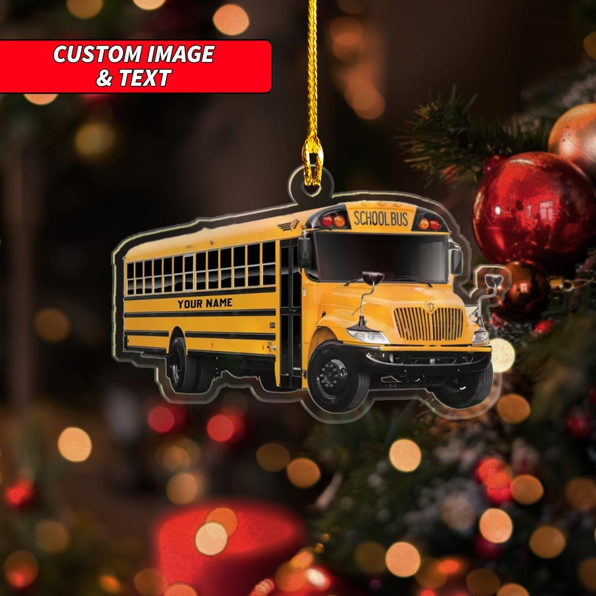 Personalized School Bus Christmas Ornament, School Bus Christmas Ornament, Custom Name Acrylic Ornament, Christmas Ornament ORNO5