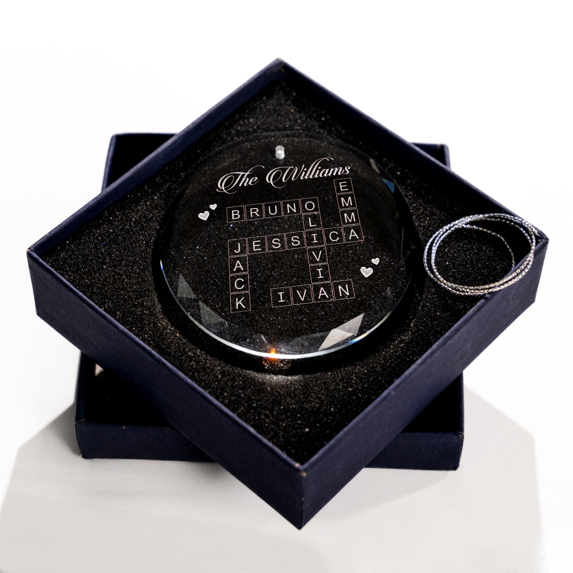 Personalized Scrabble Christmas Ornament, Custom Family Name Crossword Puzzle Ornament, Grandkids Crossword Puzzle Gifts for Grandparents OROC24