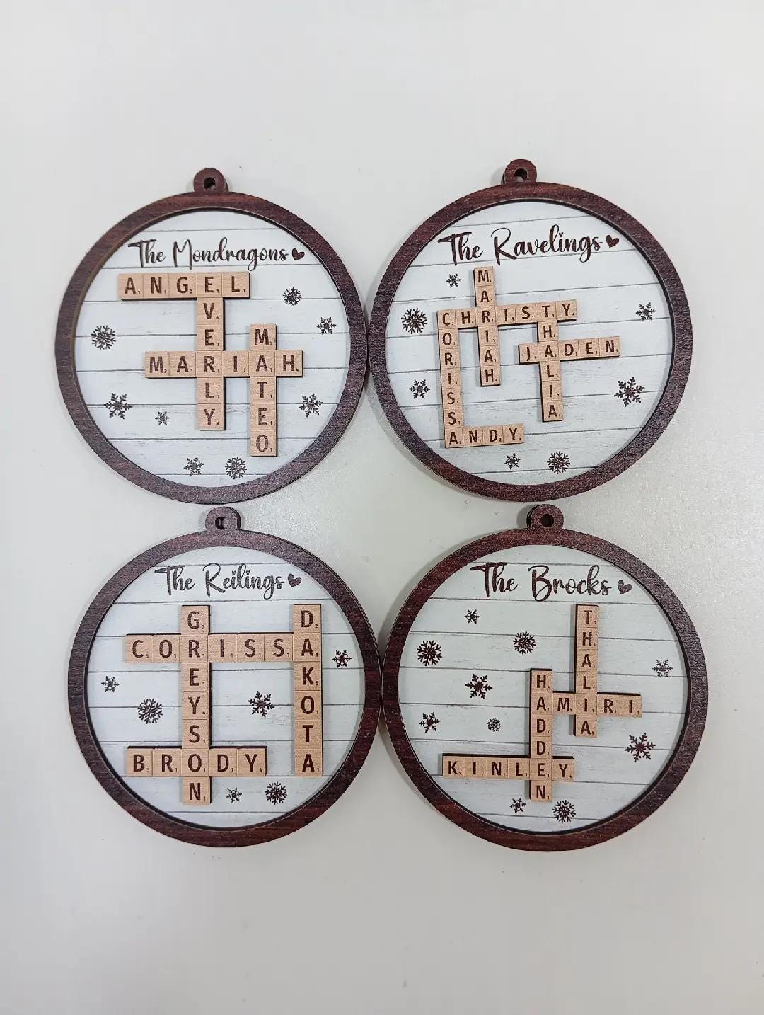 Personalized Scrabble Christmas Ornaments, Family Name Crossword Puzzle, Custom Family Christmas Ornament 2024, Christmas Gift, Xmas Decor ORH1710N