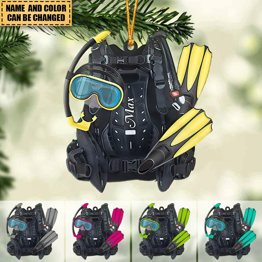 Personalized Scuba Diving Christmas Ornament, Scuba Diving Gear Acrylic Ornament, Gift for Diver, Christmas Tree Hanging Keepsake Ornament ORH1710N