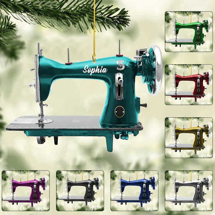 Personalized Sewing Machine Christmas Ornament, Custom Name Acrylic Flat Ornament, Christmas Sewing Lover Gift, Seamstress Ornament Gift ORH1710N