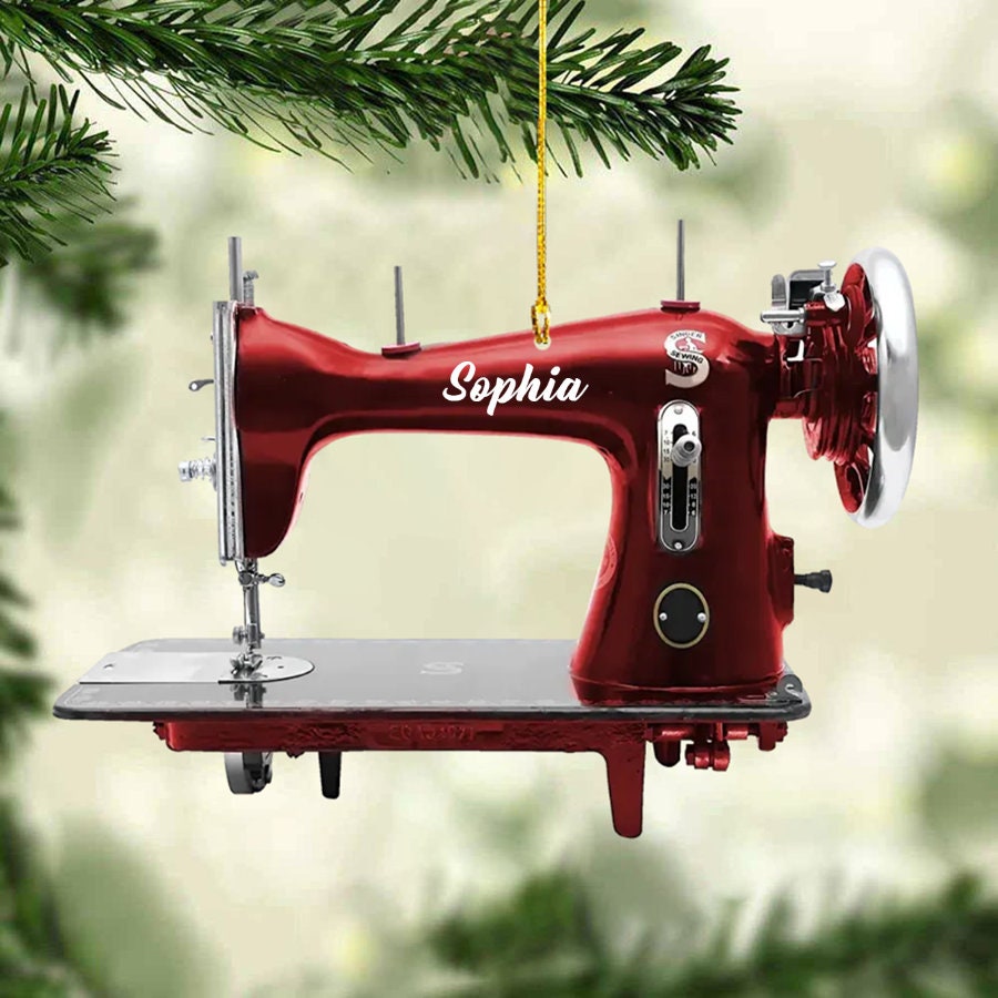 Personalized Sewing Machine Christmas Ornament, Custom Name Acrylic Flat Ornament, Christmas Sewing Lover Gift, Seamstress Ornament Gift ORH1710N