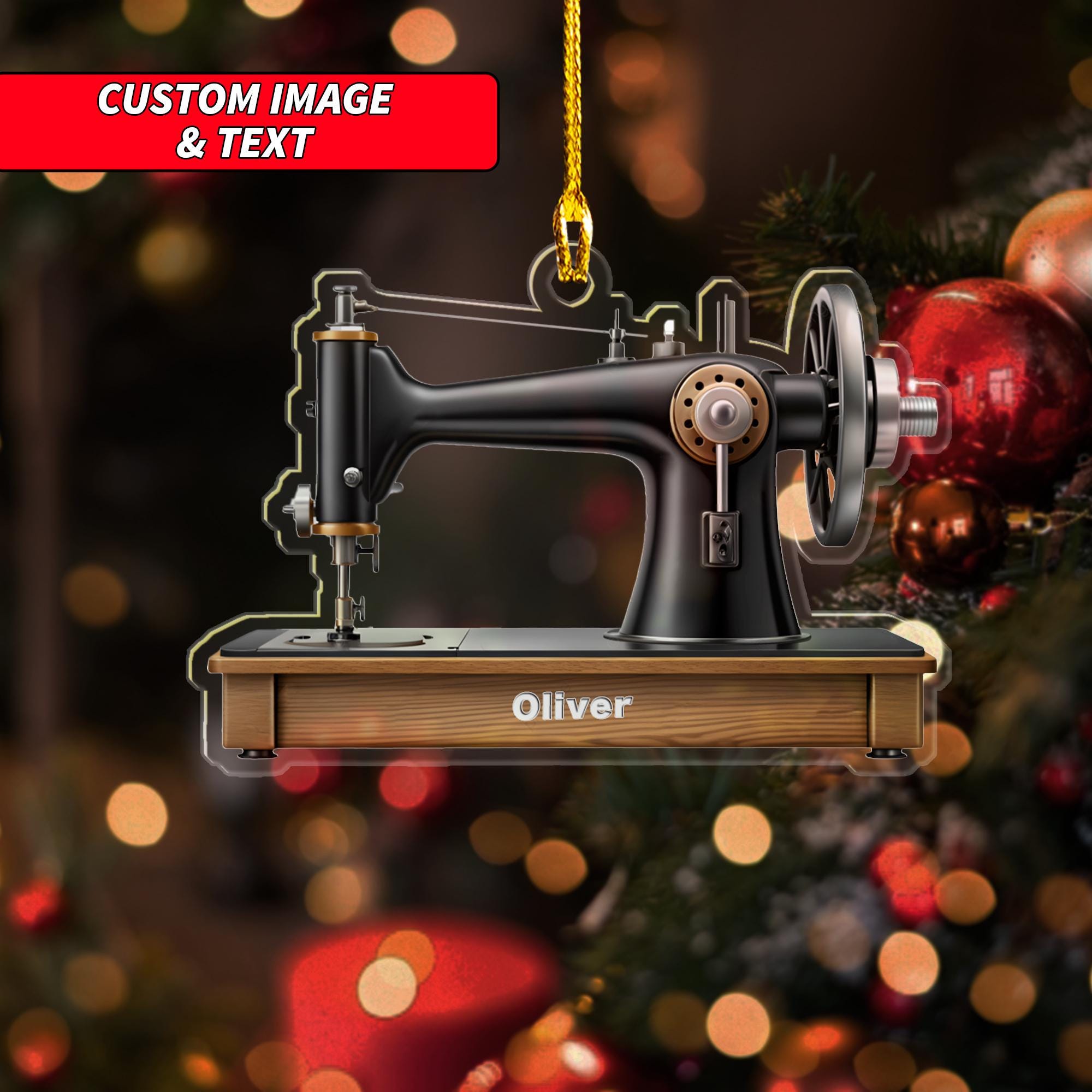 Personalized Sewing Machine Christmas Ornament, Custom Sewer Christmas Ornament For Tailor, 2D Flat Sewing Christmas Ornament ORNO5