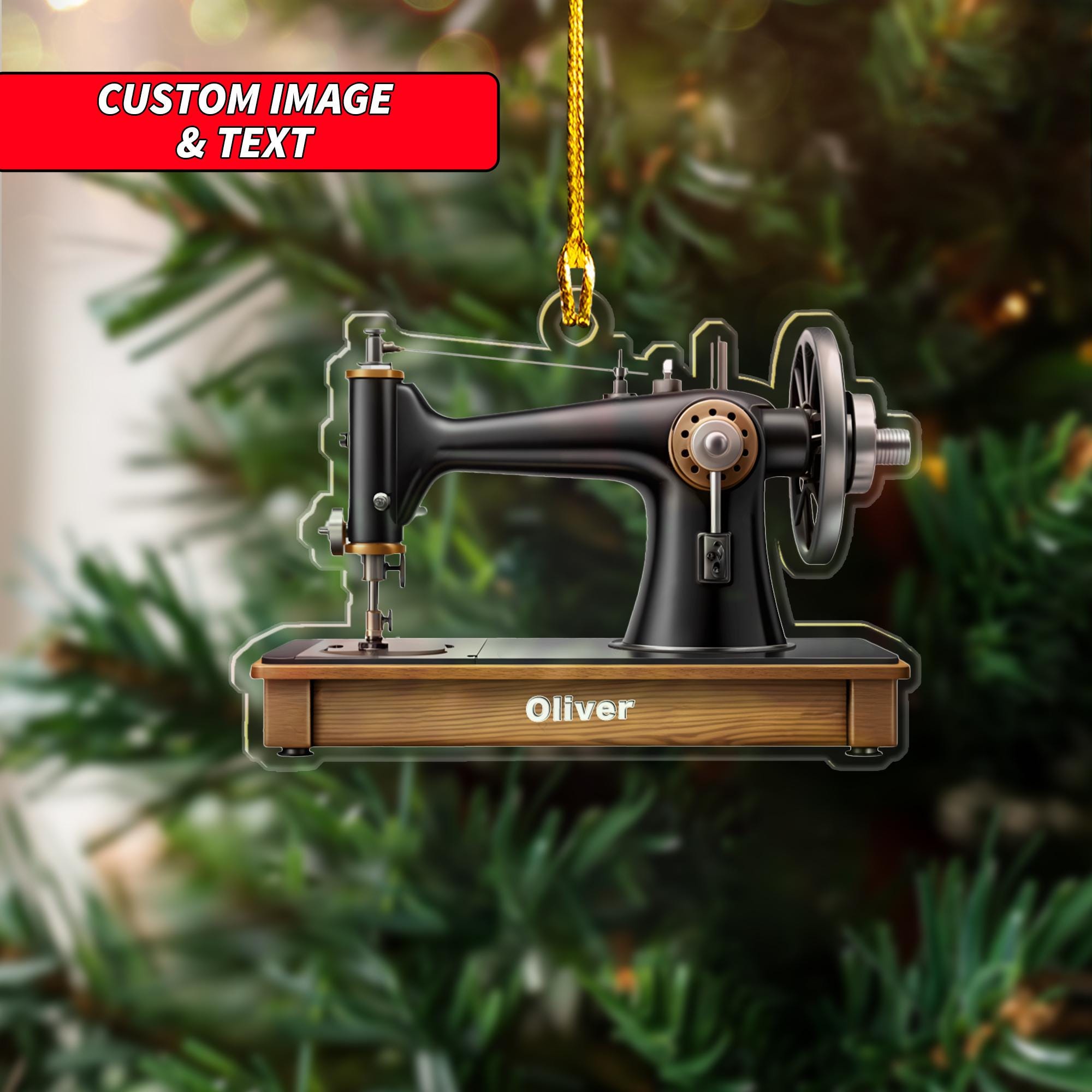 Personalized Sewing Machine Christmas Ornament, Custom Sewer Christmas Ornament For Tailor, 2D Flat Sewing Christmas Ornament ORNO5