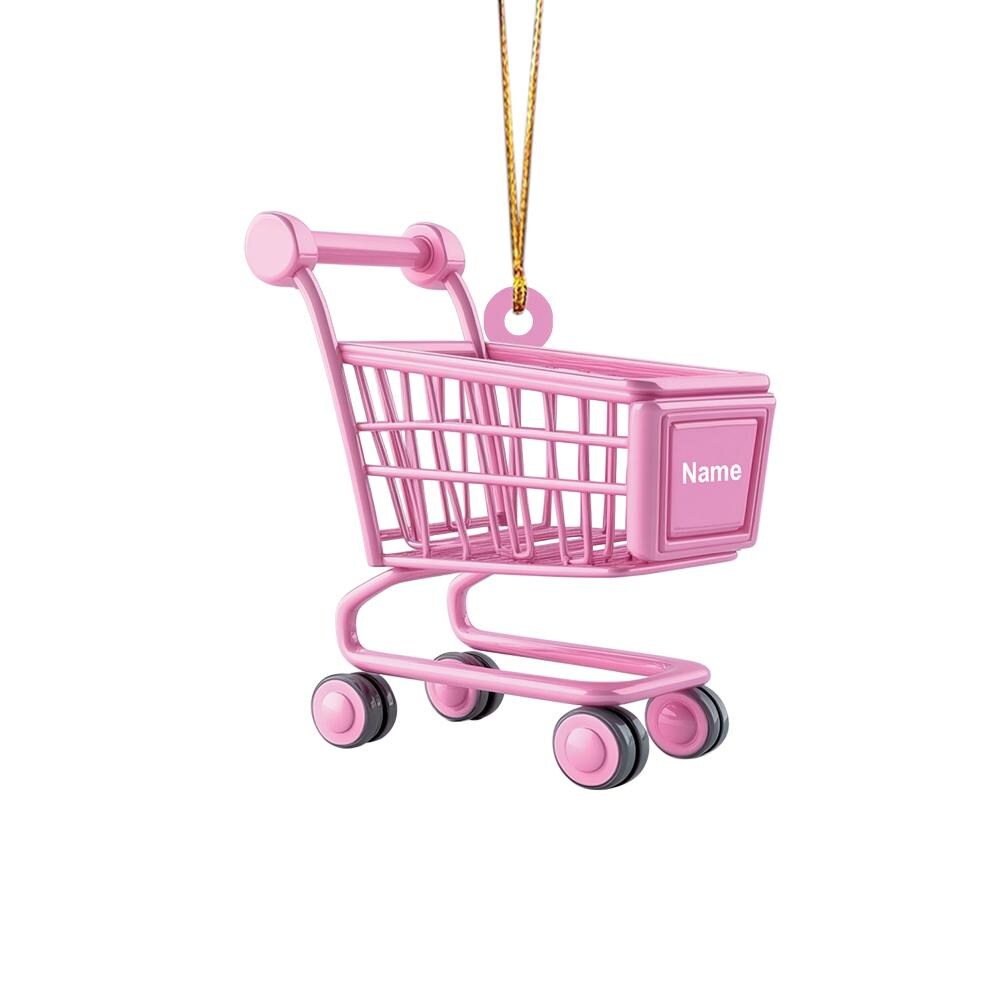 Personalized Shopping Cart 2D Flat Acrylic Ornament, Shopping Cart Christmas Tree Ornament Gift, Gift For Shopping Lovers HAOR0611