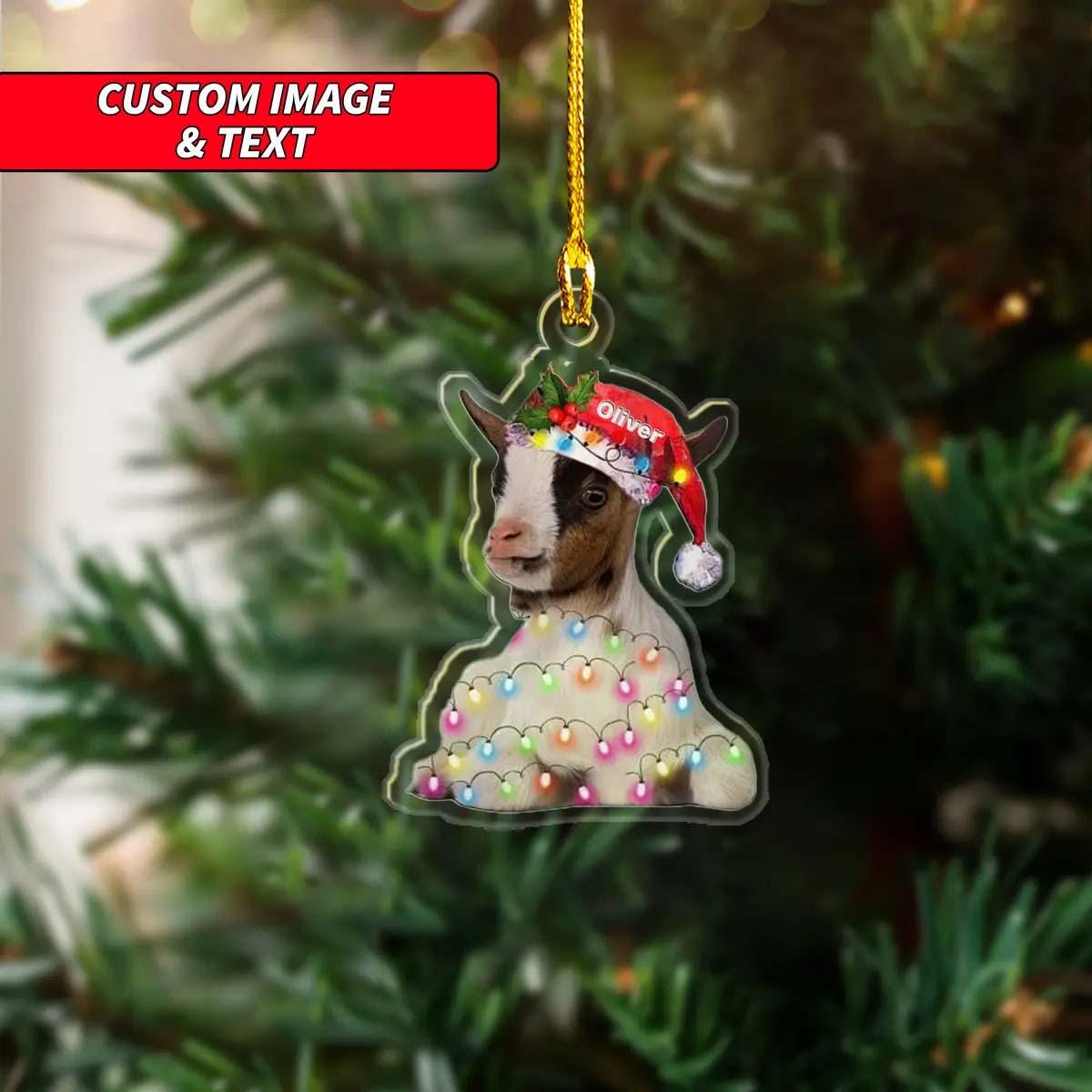 Personalized Sitting Cow Christmas Ornament, Custom Christmas Cow & Lights Ornament, 2D Flat Farmhouse Ornament, Cute Animal Ornament ORNO5