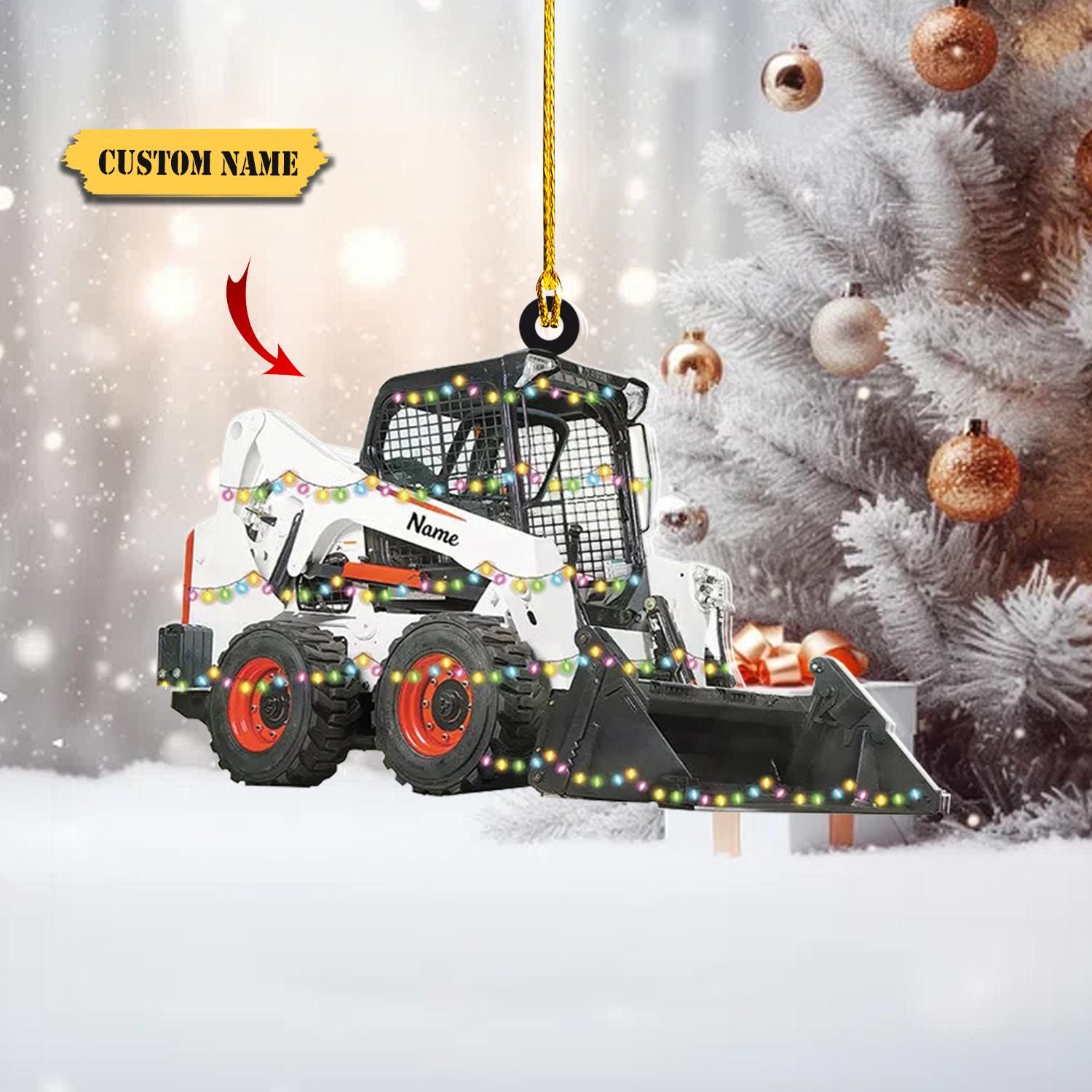 Personalized Skid Steer Loader Ornament, excavator Christmas Ornament, Truck Car Christmas Ornament, Gift For Kids HAOR0711